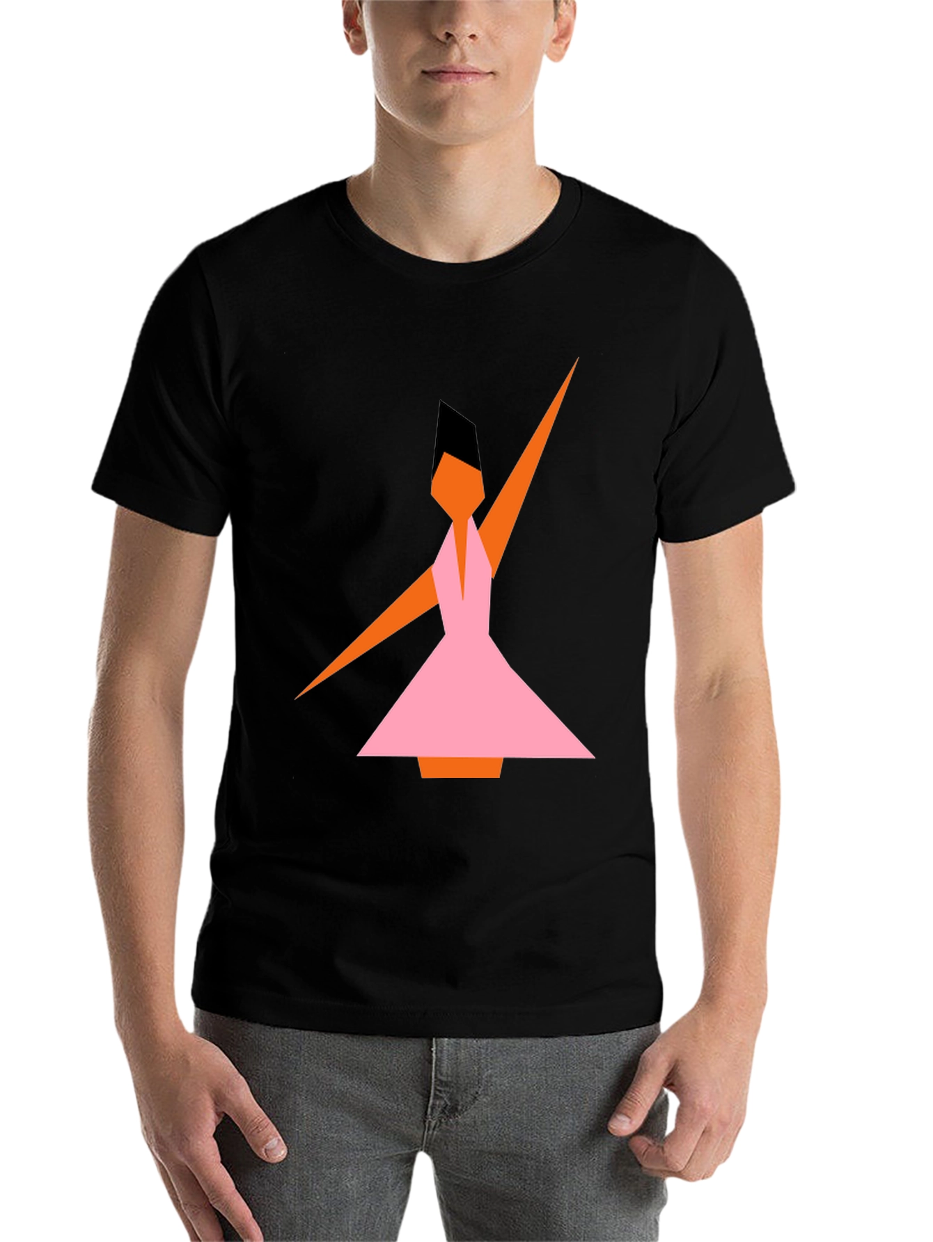 Black Geometric Dance T-Shirt - Abstract Style view 7