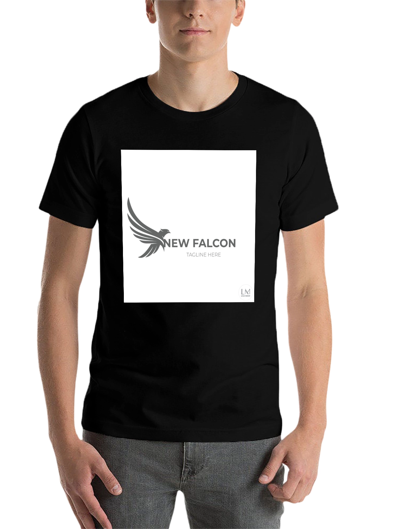 Black New Falcon Graphic Black T-Shirt view 7