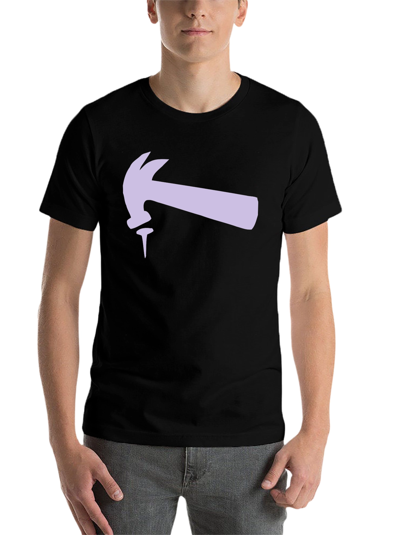 Black Hammer and Nail Graphic Tee - Black Cotton T-Shirt view 7