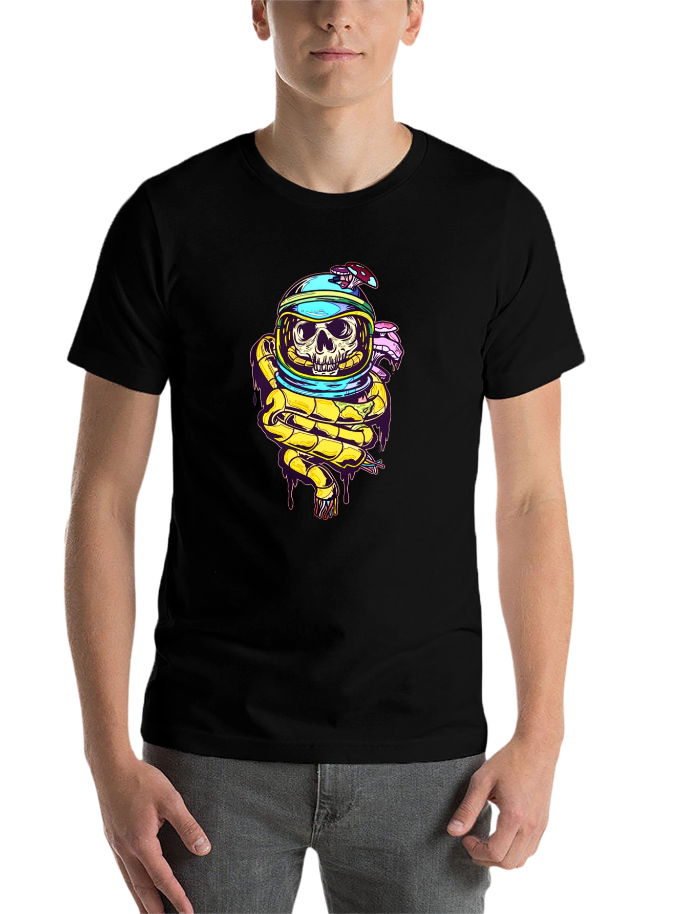 Black Skull Astronaut T-Shirt - Unique Graphic Tee view 7