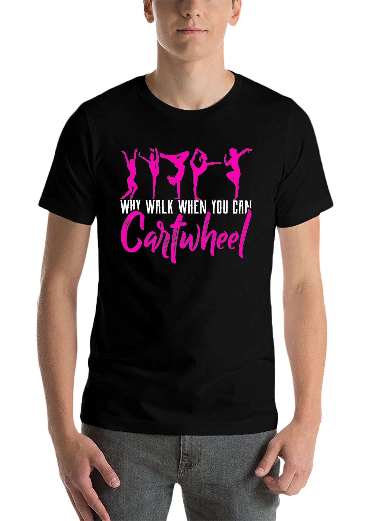 Black Gymnast Cartwheel Graphic Tee - Black view 7