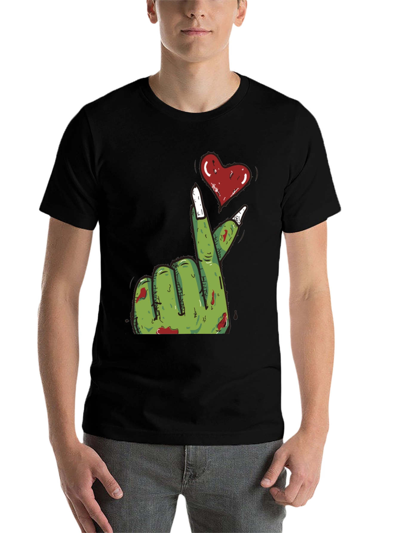 Black Zombie Love Hand T-Shirt - Black view 7