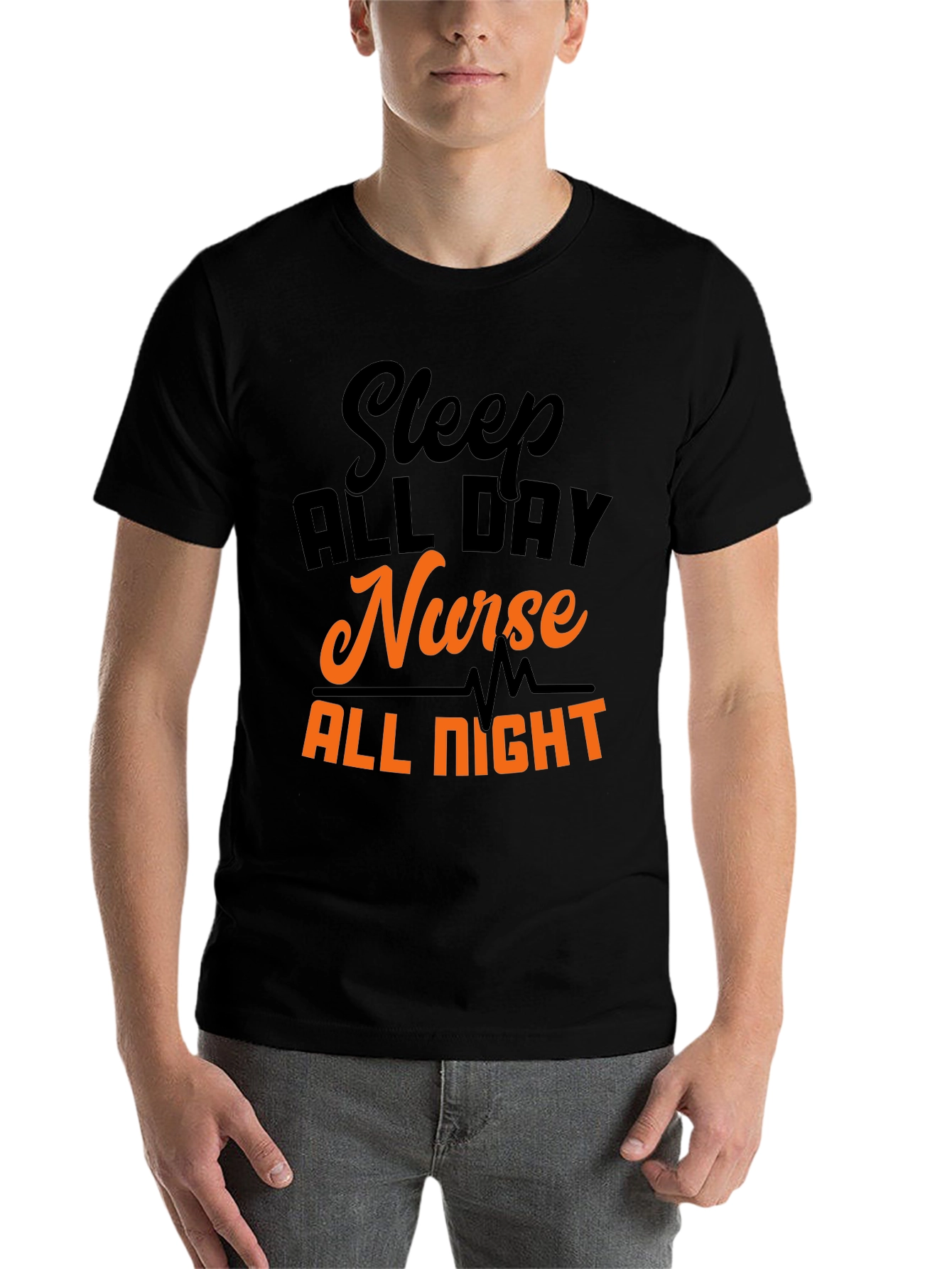 Black Sleep All Day Nurse All Night T-Shirt view 7
