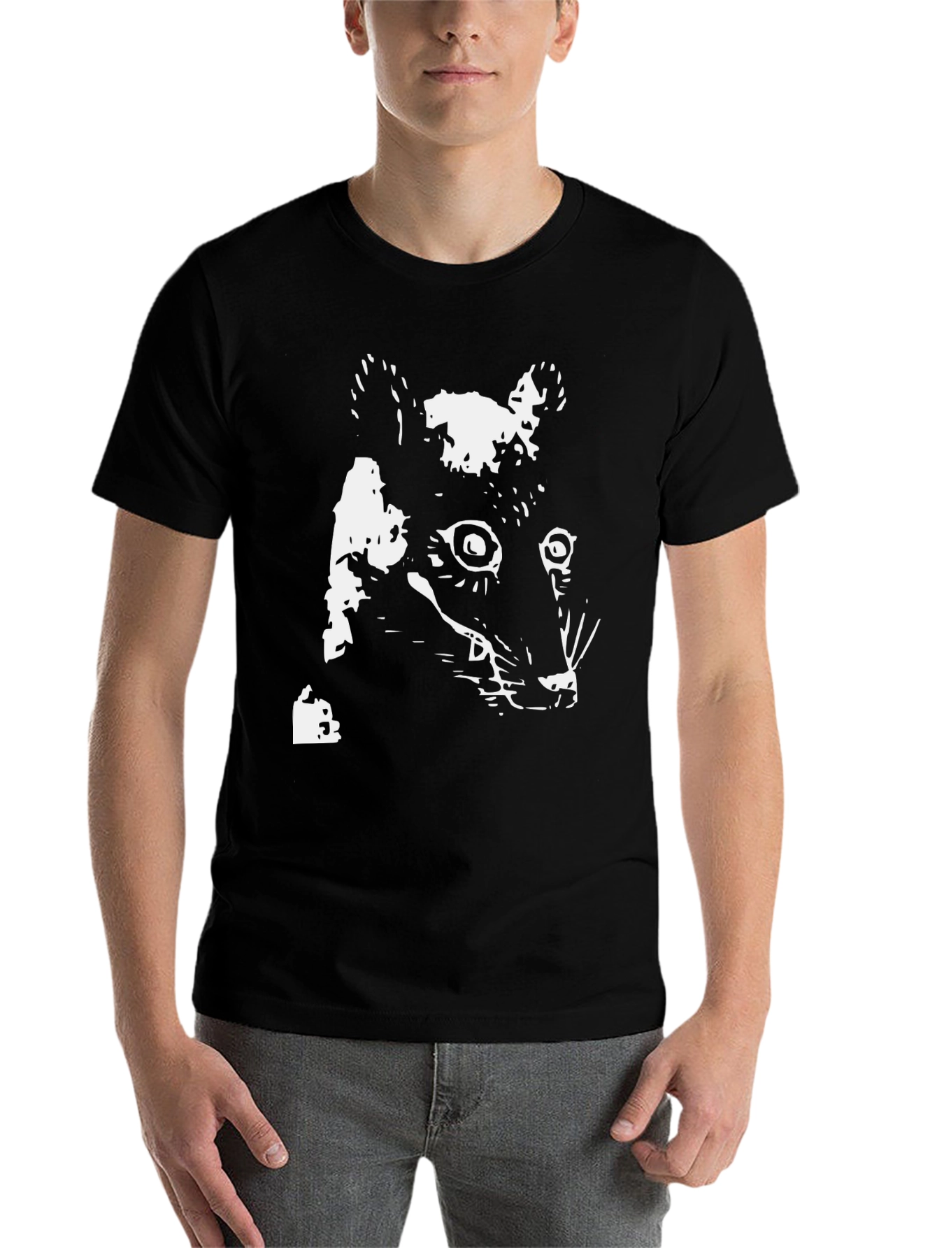 Black Cool Black T-Shirt with Opossum Design view 7