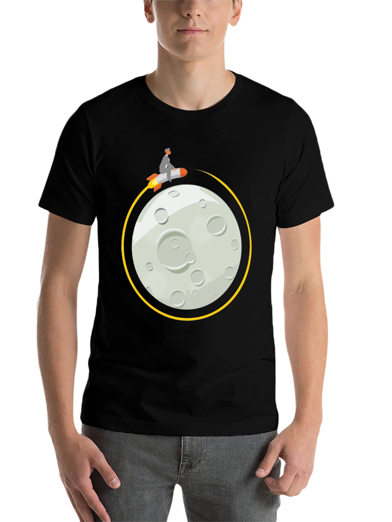 Black Rocket Man on the Moon T-Shirt view 7