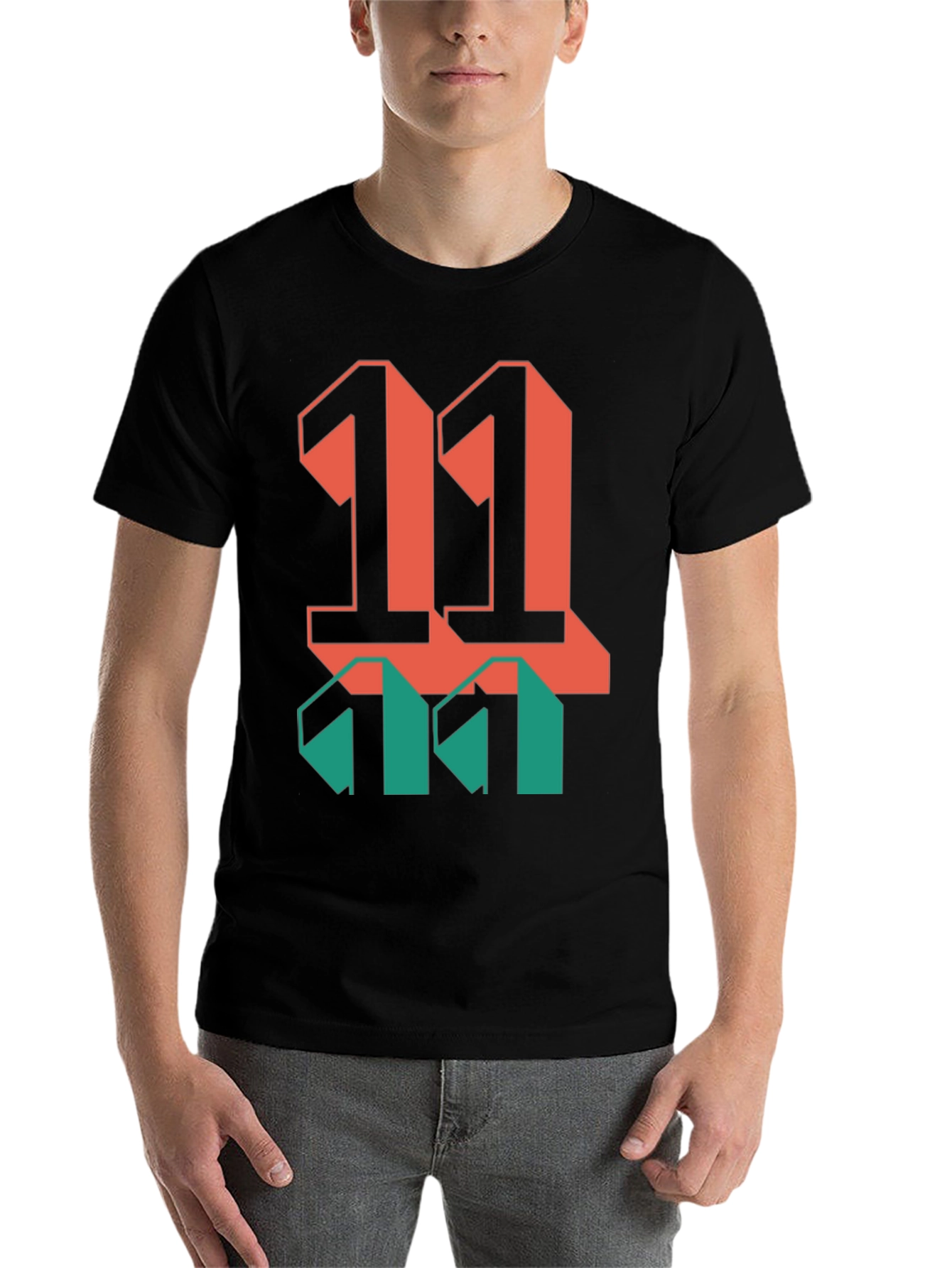 Black Bold Graphic T-Shirt: Retro 11 Design view 7