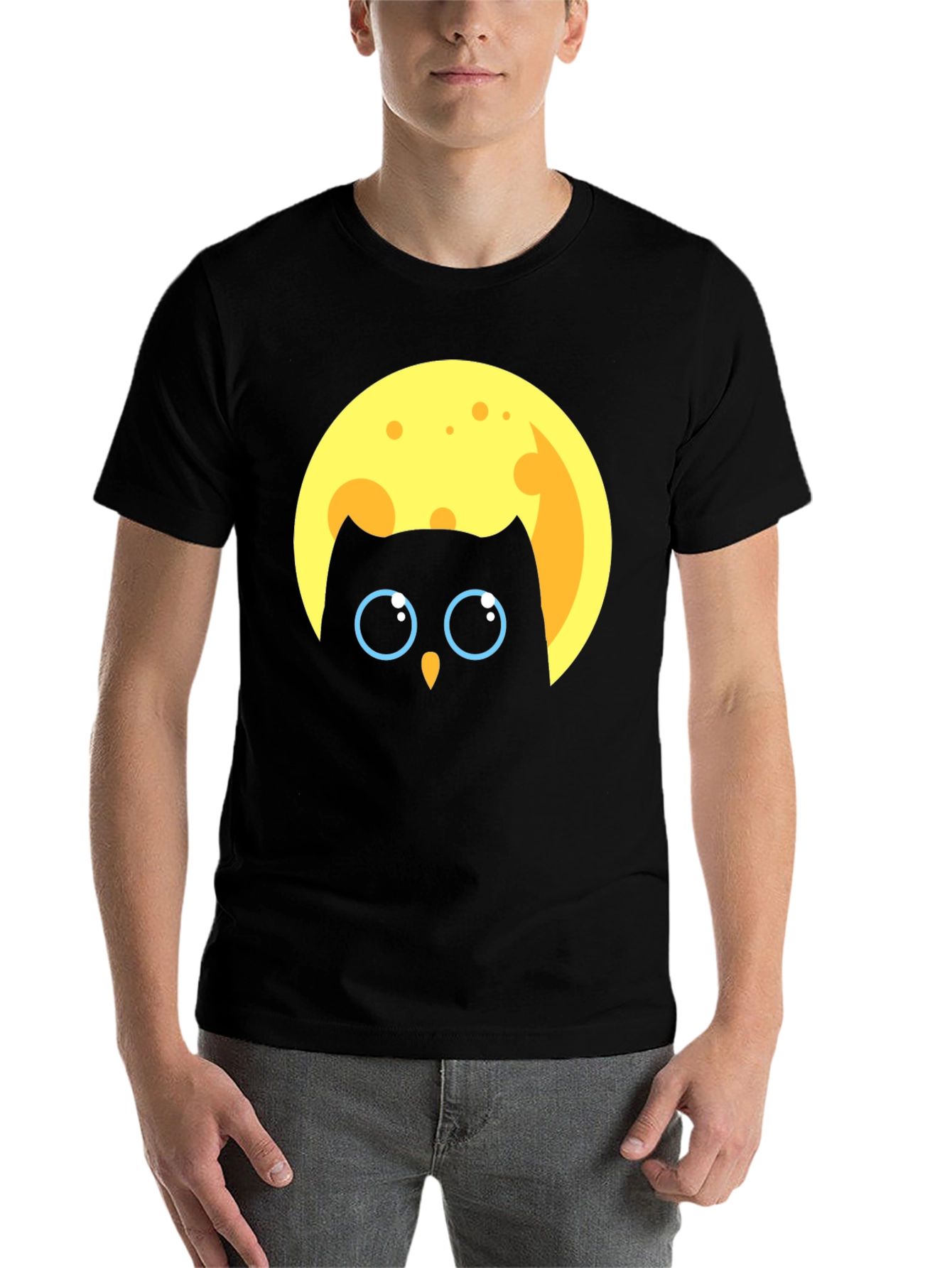 Black Owl in Moon Graphic T-Shirt - Unique Design view 7