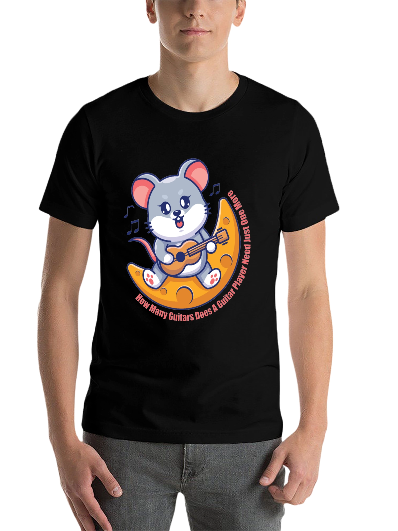 Black Mouse Guitarist T-Shirt - Musician Cartoon Tee view 7