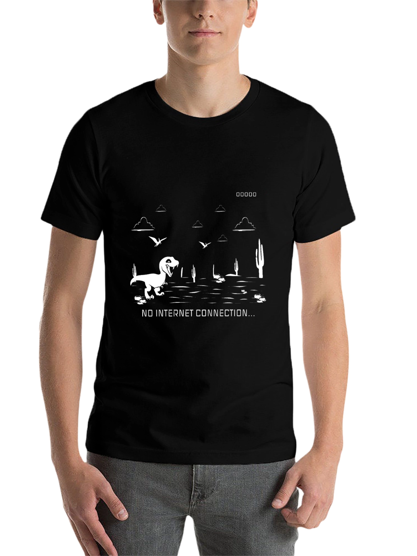Black No Internet Connection T-Shirt view 7