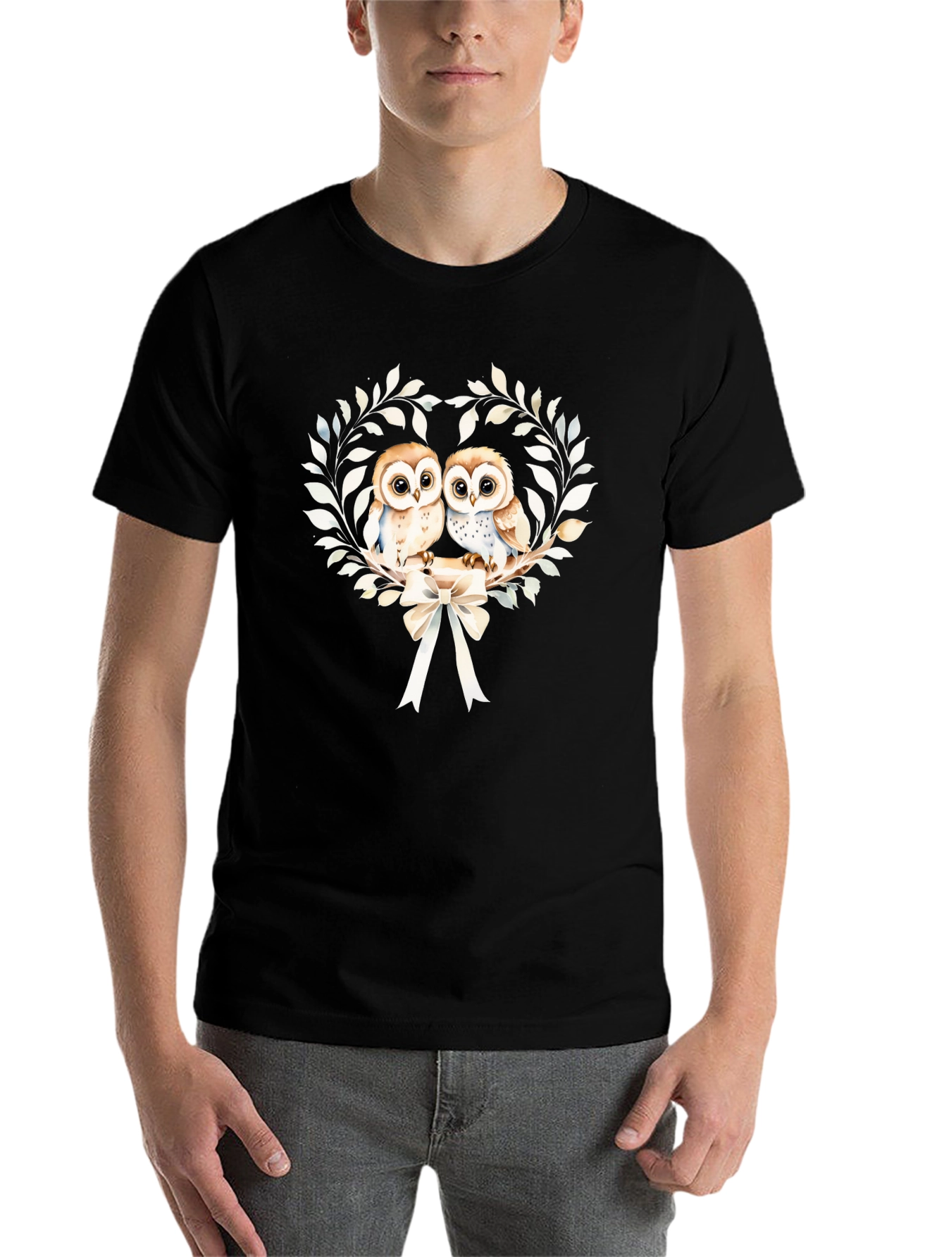 Black Owl Couple Graphic Tee view 7