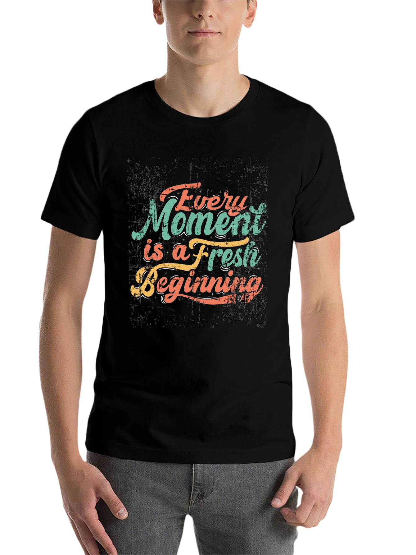 Inspirational Every Moment Fresh Beginning Black T-Shirt - 7