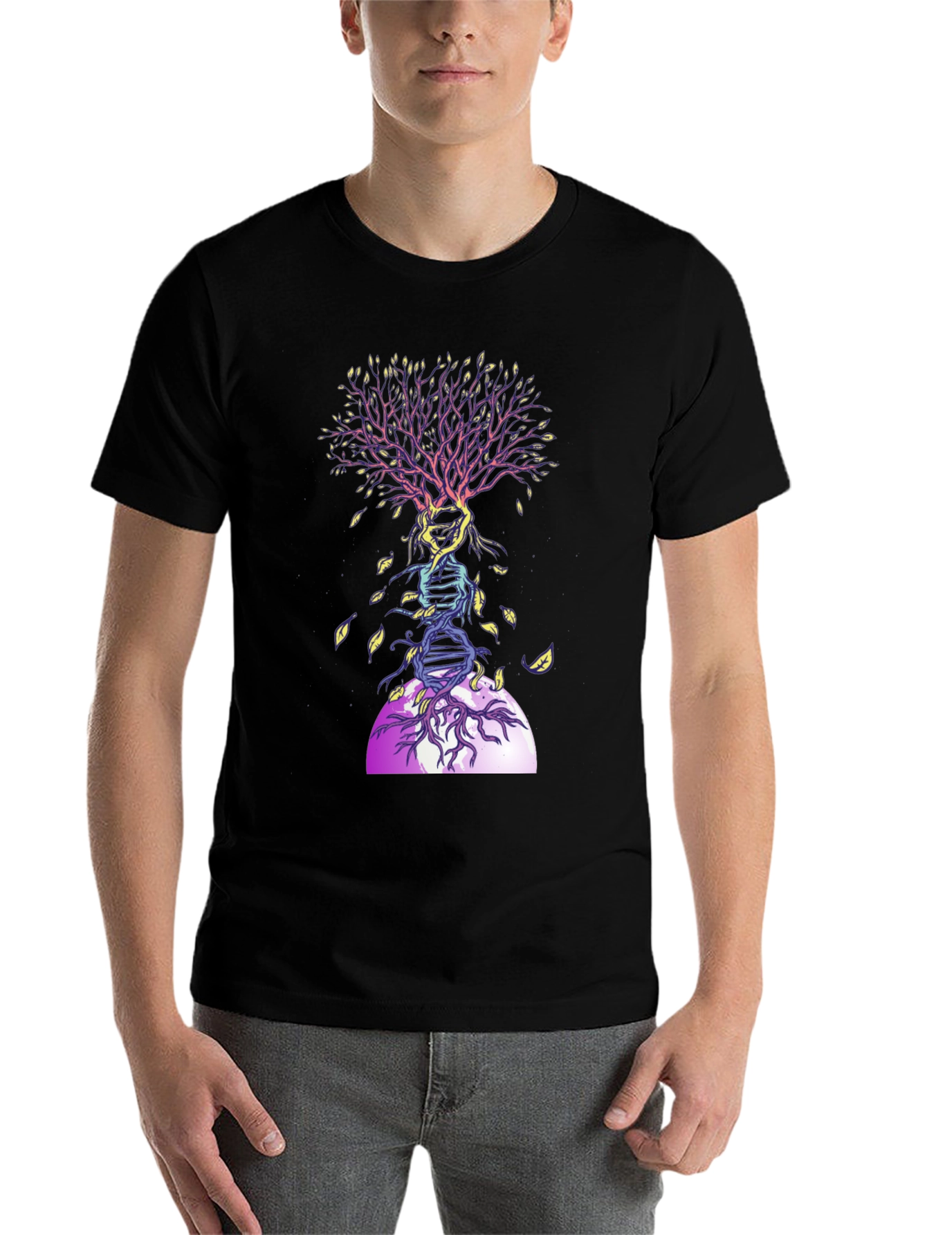 Black DNA Tree Graphic Tee - Nature & Science T-Shirt view 7