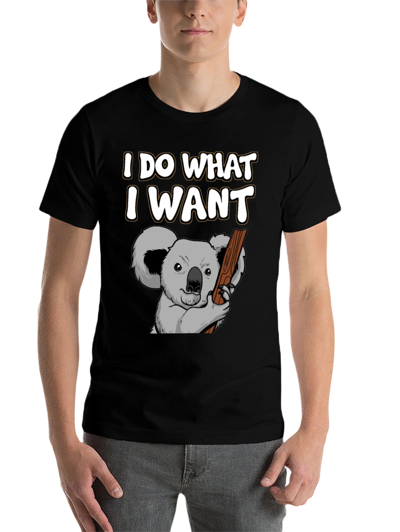 Black I Do What I Want Koala Graphic T-Shirt view 7
