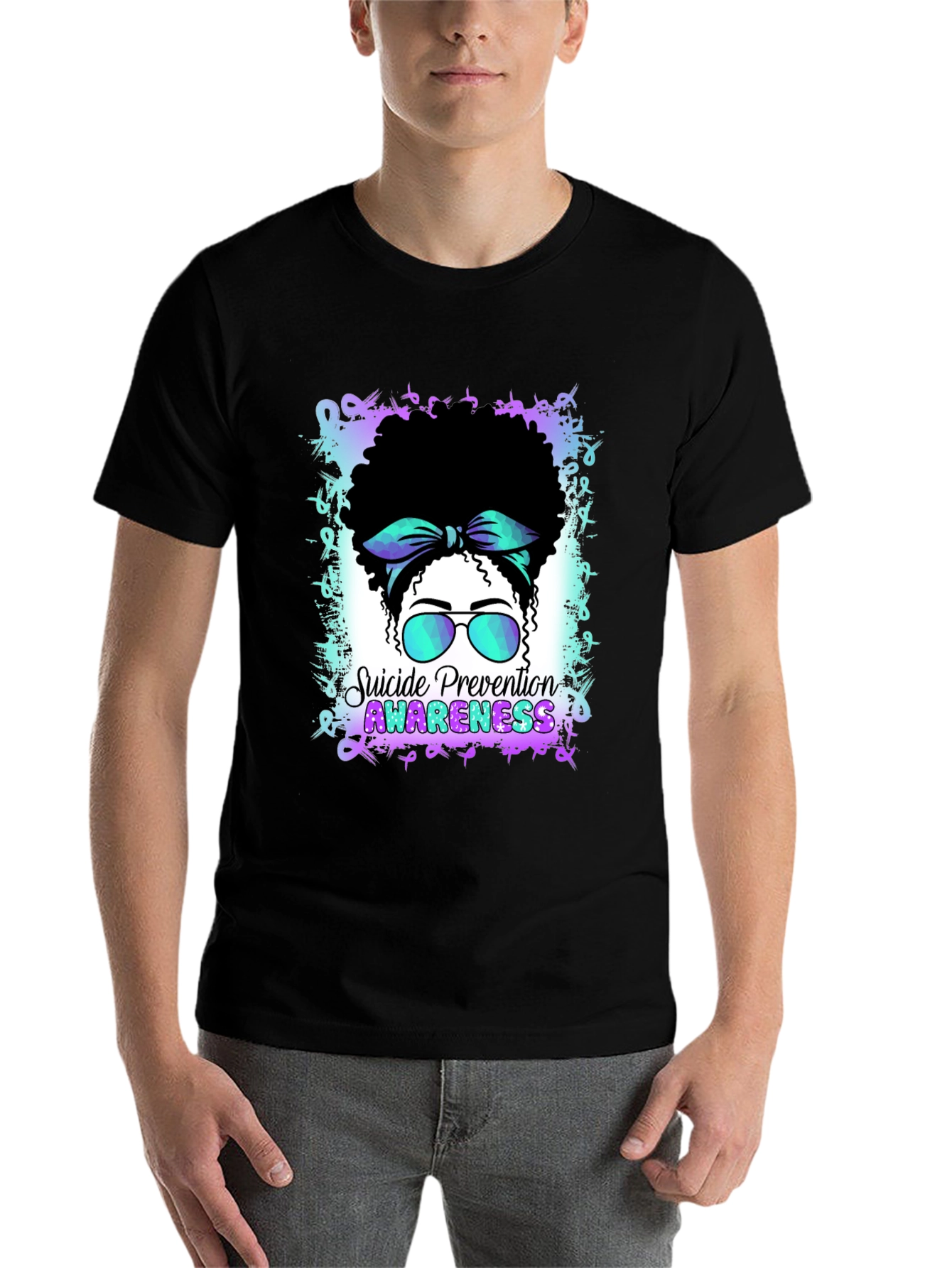 Black Suicide Prevention Awareness T-Shirt view 7