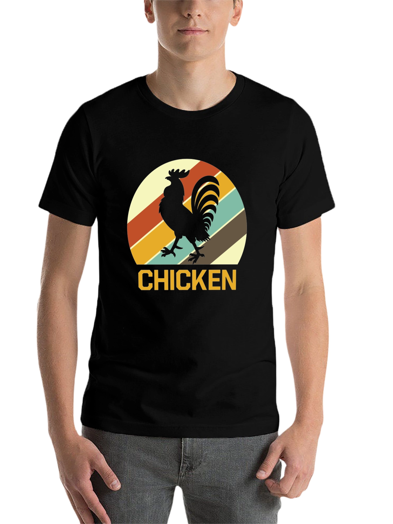 Black Retro Chicken Graphic T-Shirt - Black view 7