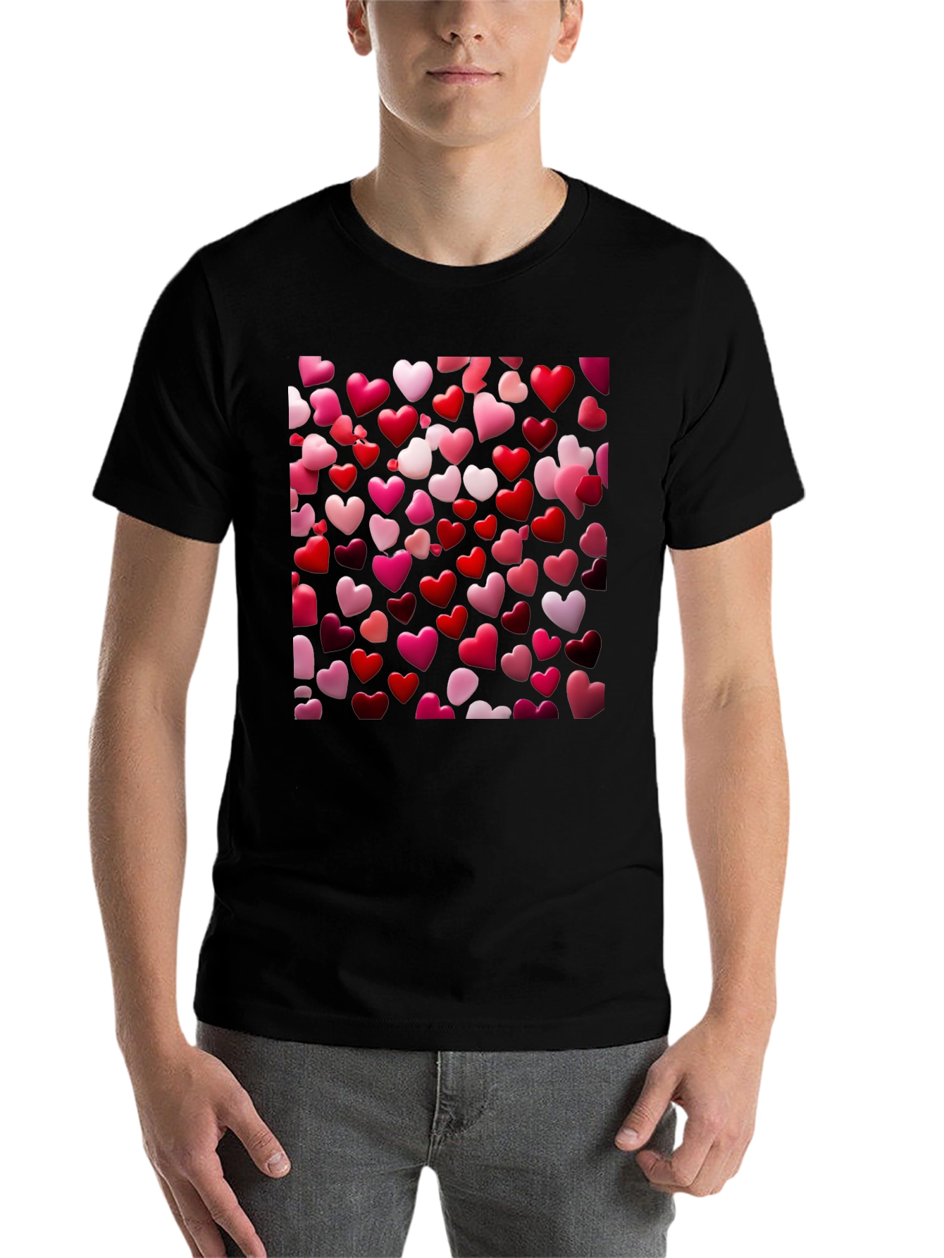 Black Heart Patterned T-Shirt view 7