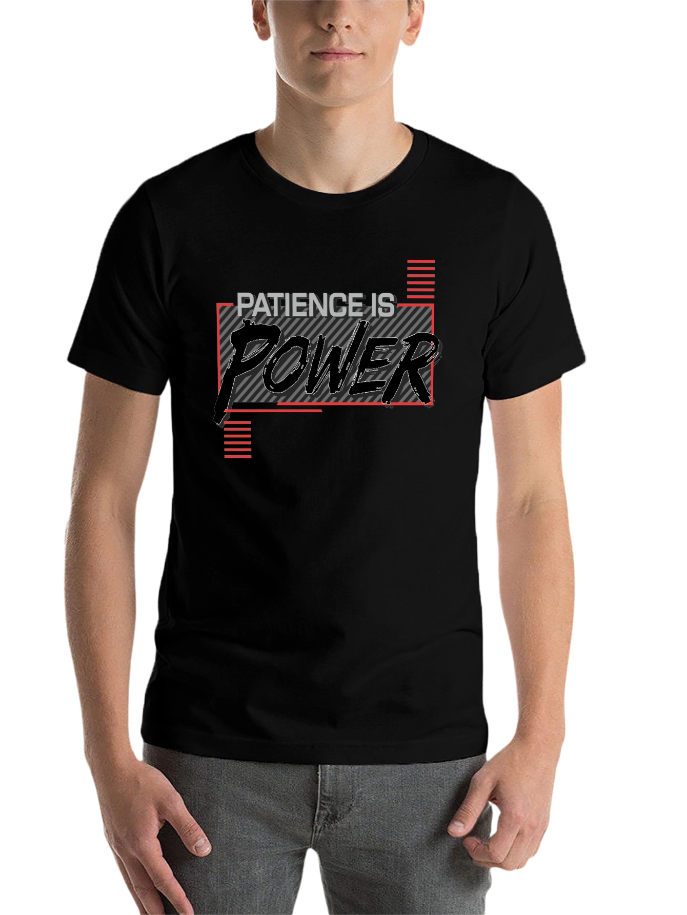 Black Patience is Power Graphic Tee - Motivational Black T-Shirt view 7
