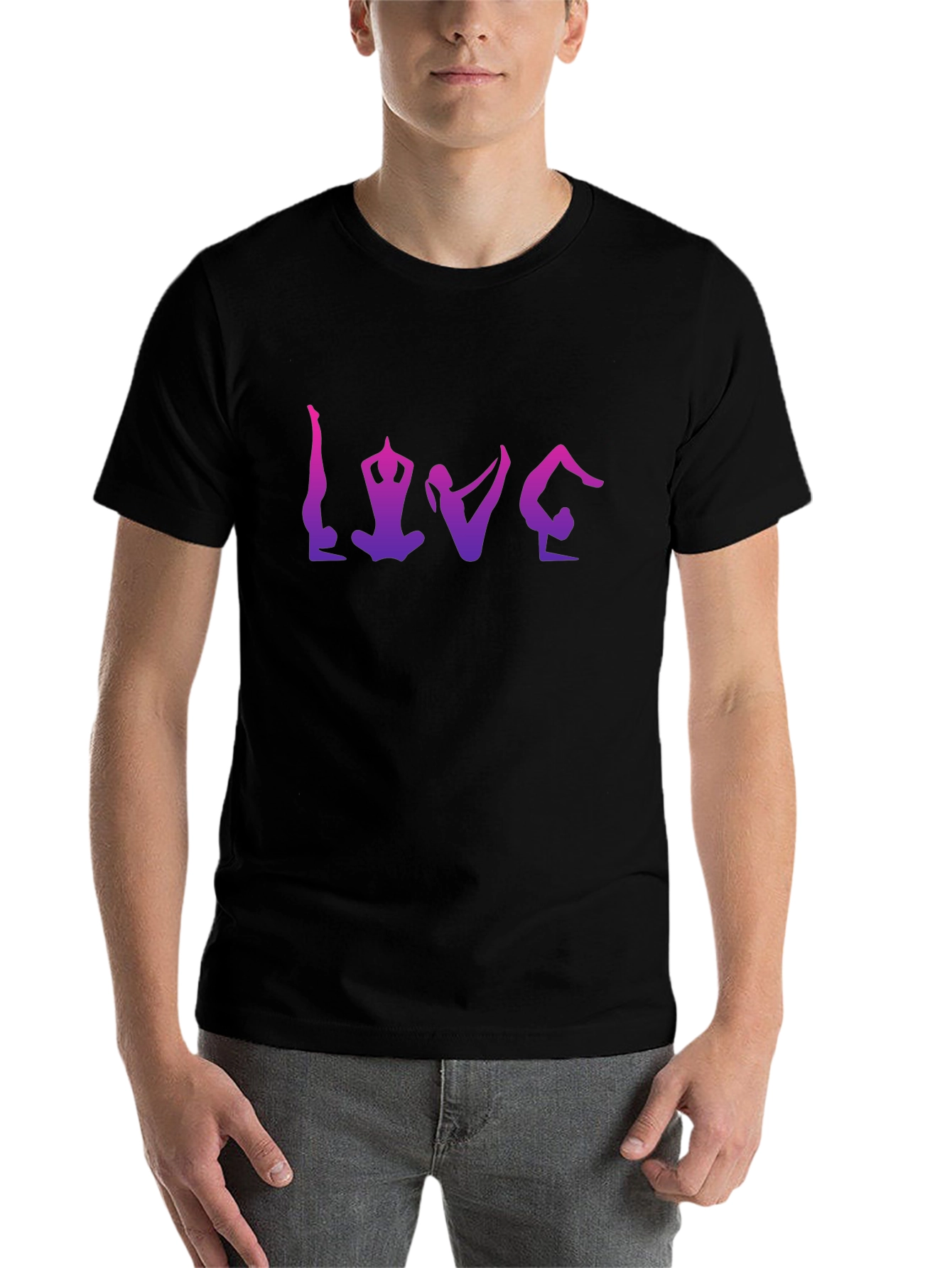 Black Yoga LOVE T-Shirt - Ombre Graphic Tee view 7