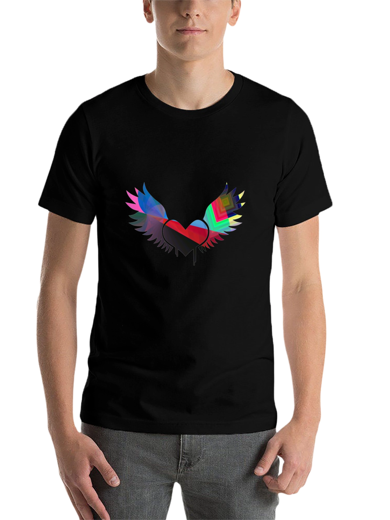 Black Winged Heart Graphic Black Tee view 7