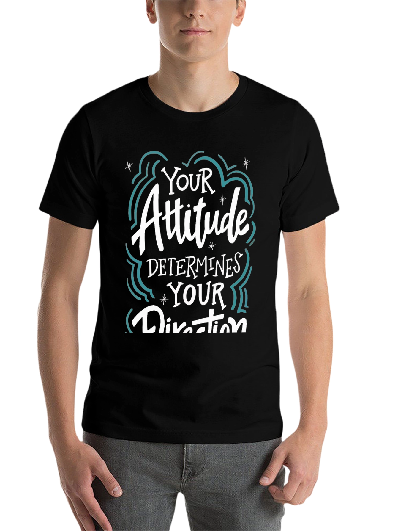 Black Attitude Determines Direction Graphic T-Shirt view 7