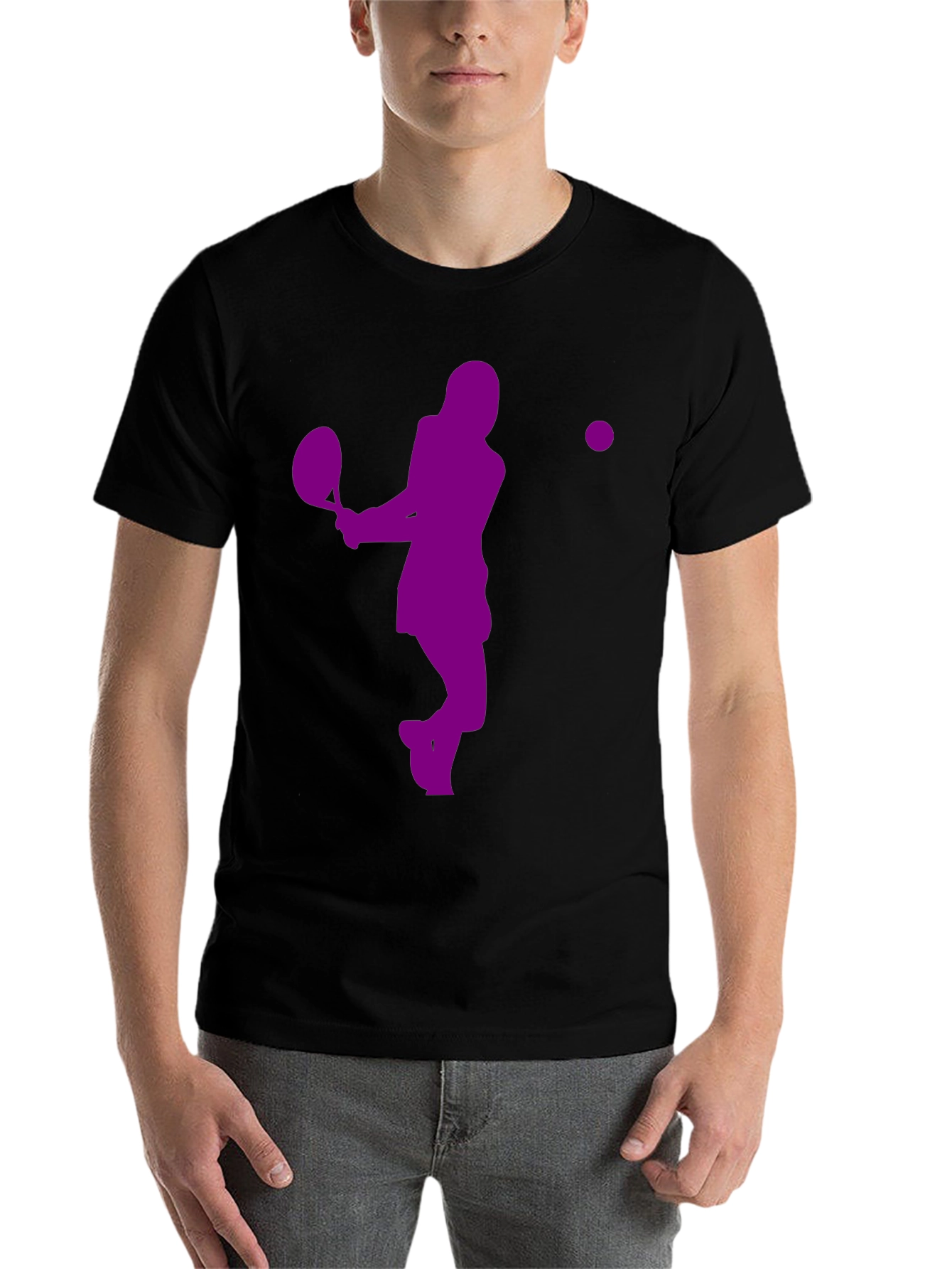 Black Tennis Player Graphic T-Shirt - Sporty Casual Style view 7