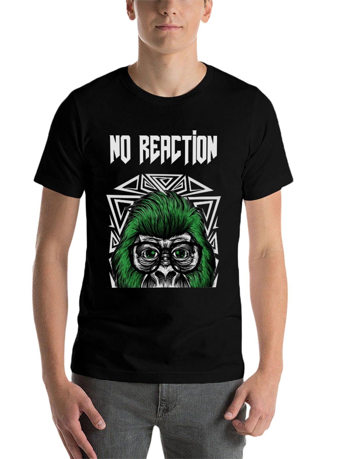 Black No Reaction Gorilla Graphic Tee view 7