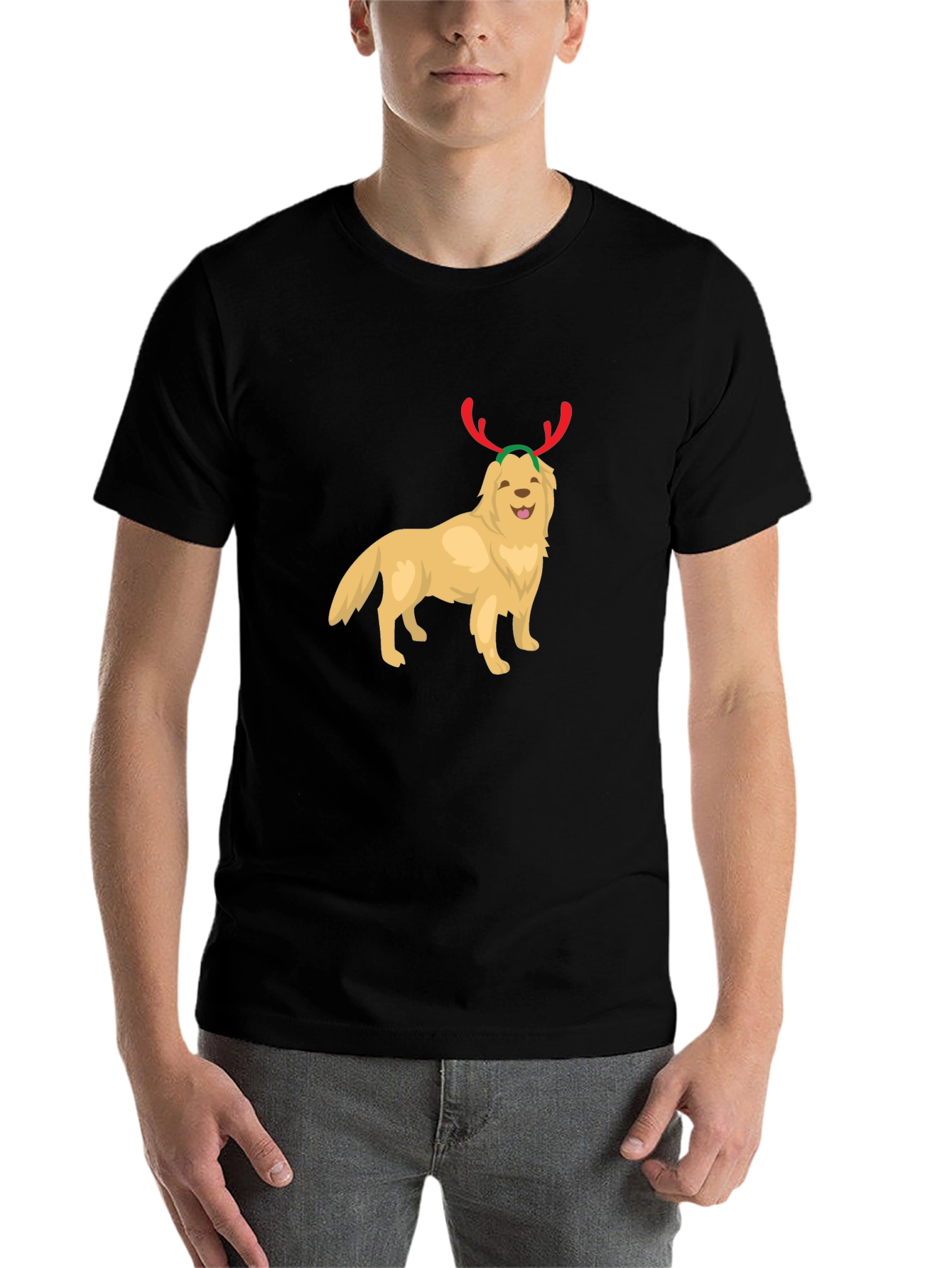 Black Festive Dog Graphic Tee view 7