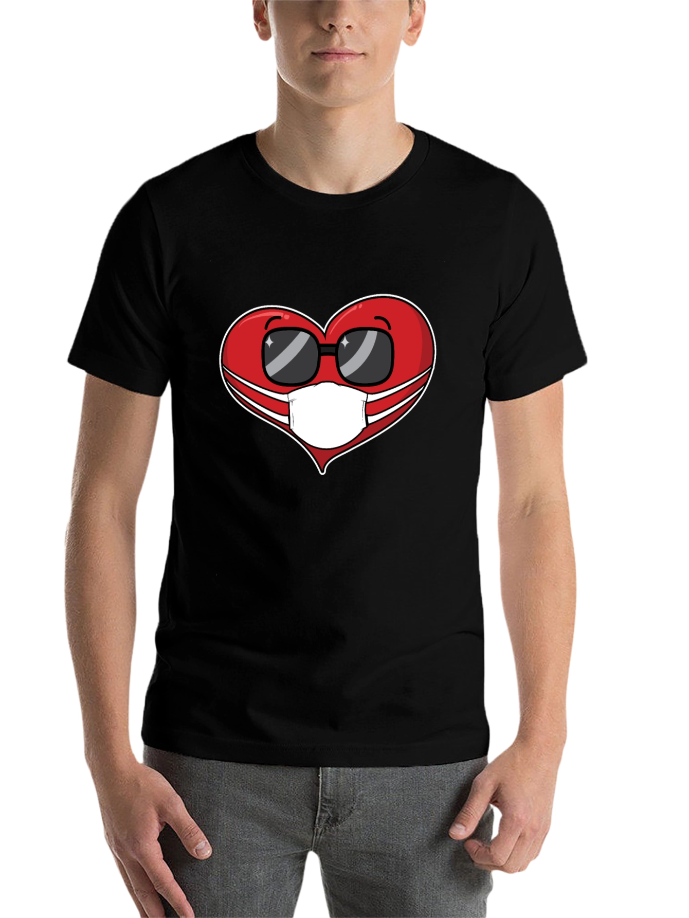Black Masked Heart Graphic Tee - Trendy Comfort view 7