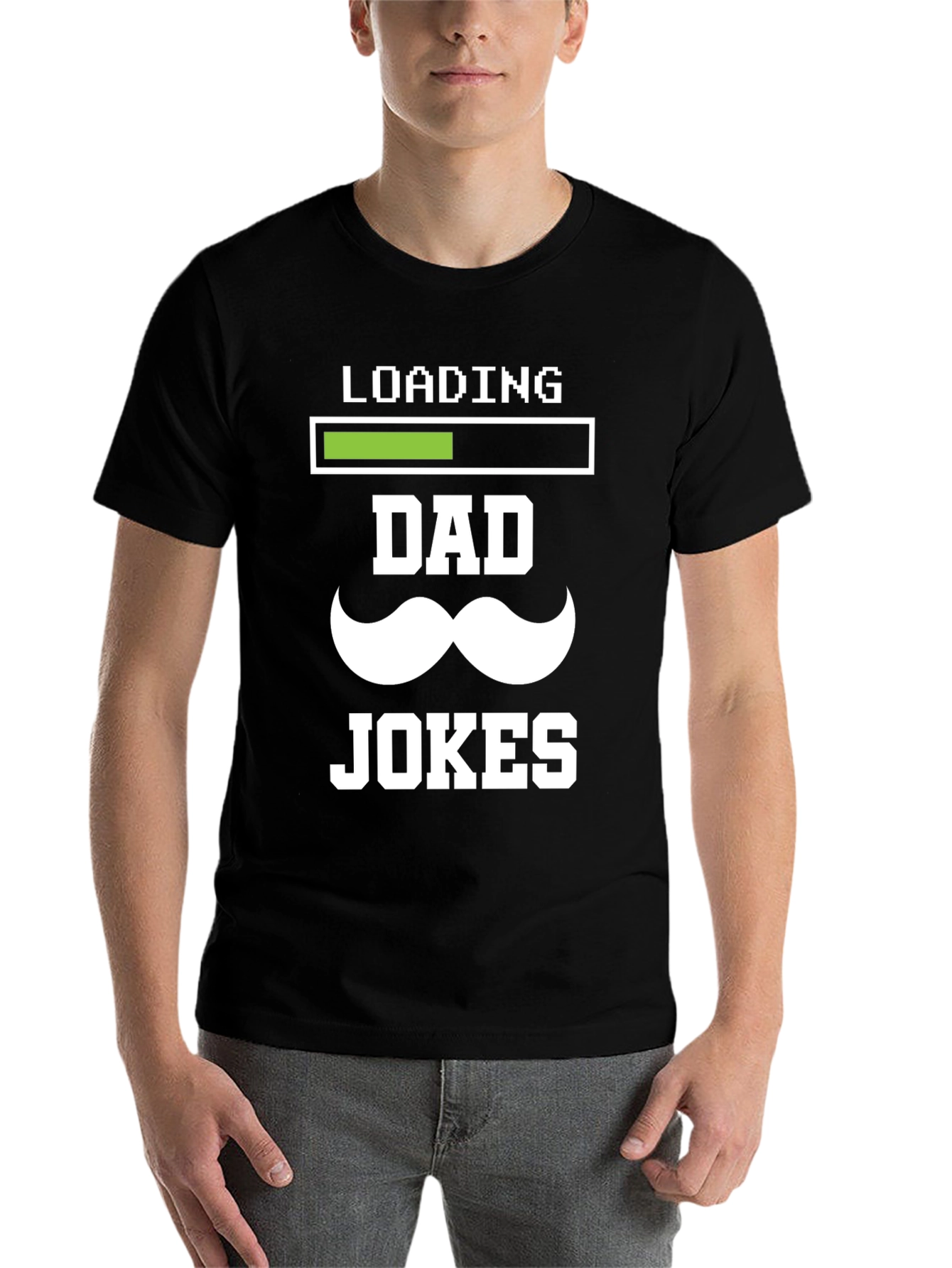 Black Dad Jokes Loading T-Shirt - Funny Father's Day Tee view 7