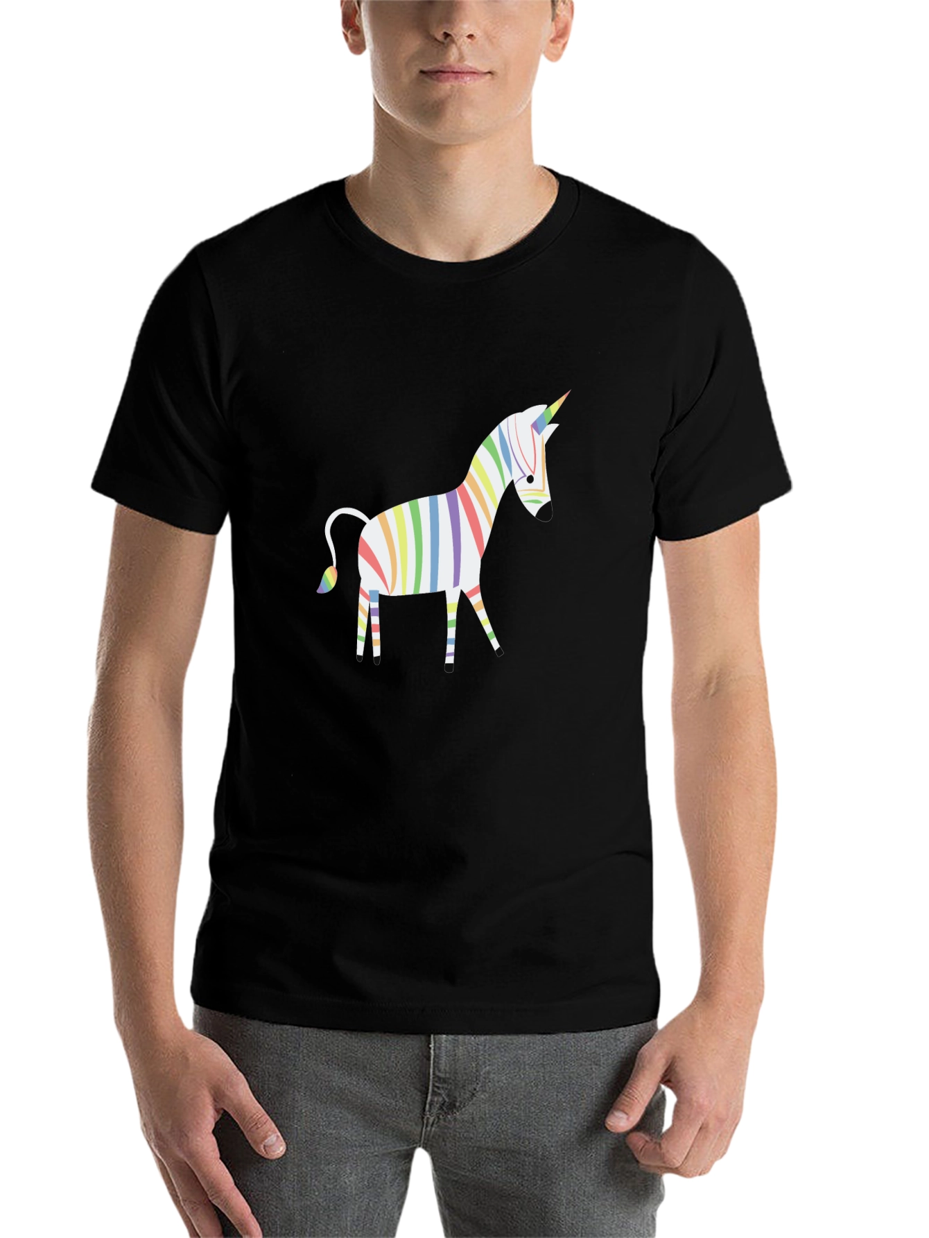 Black Rainbow Unicorn T-Shirt view 7