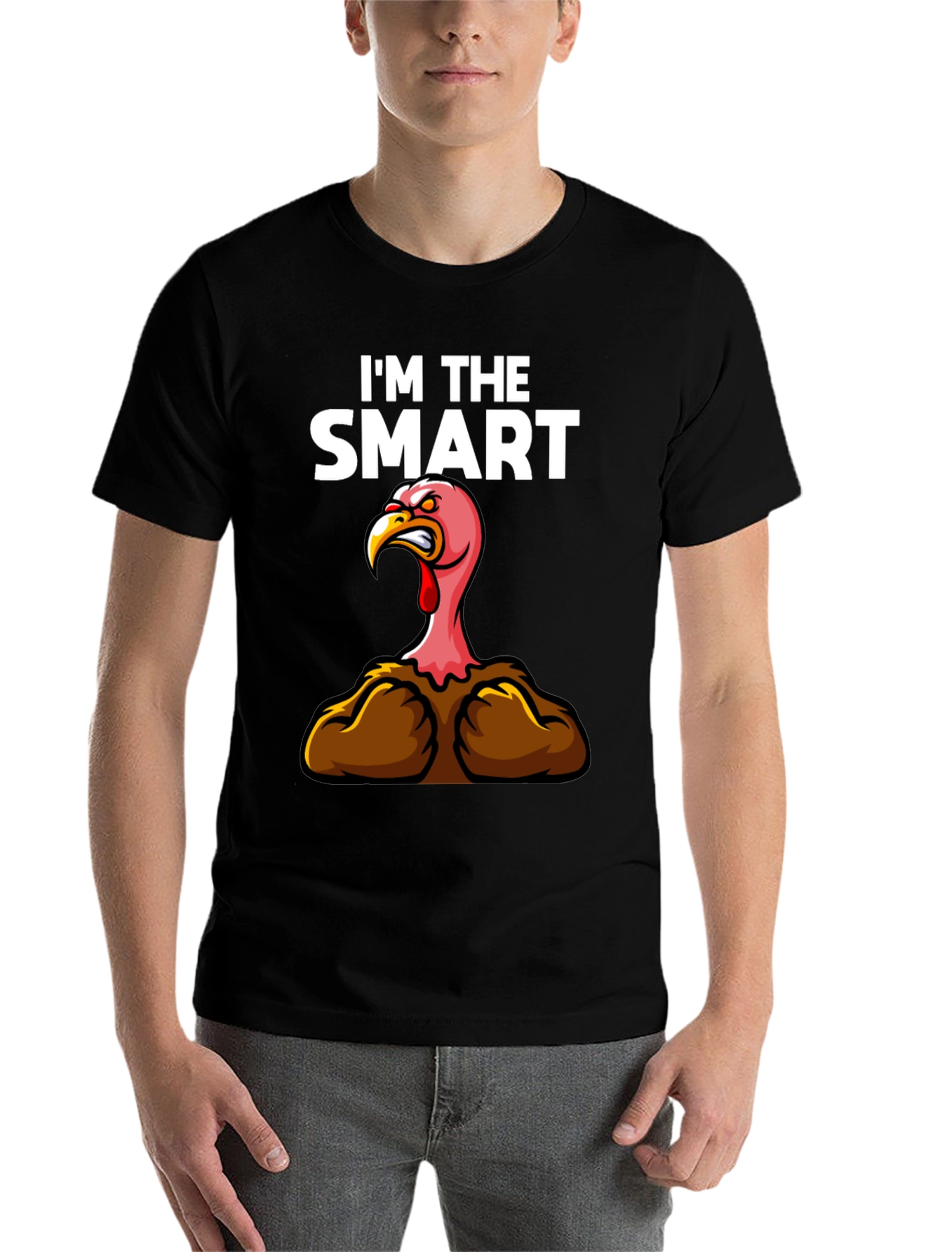 Black Funny "I'm The Smart" Turkey Thanksgiving T-Shirt view 7