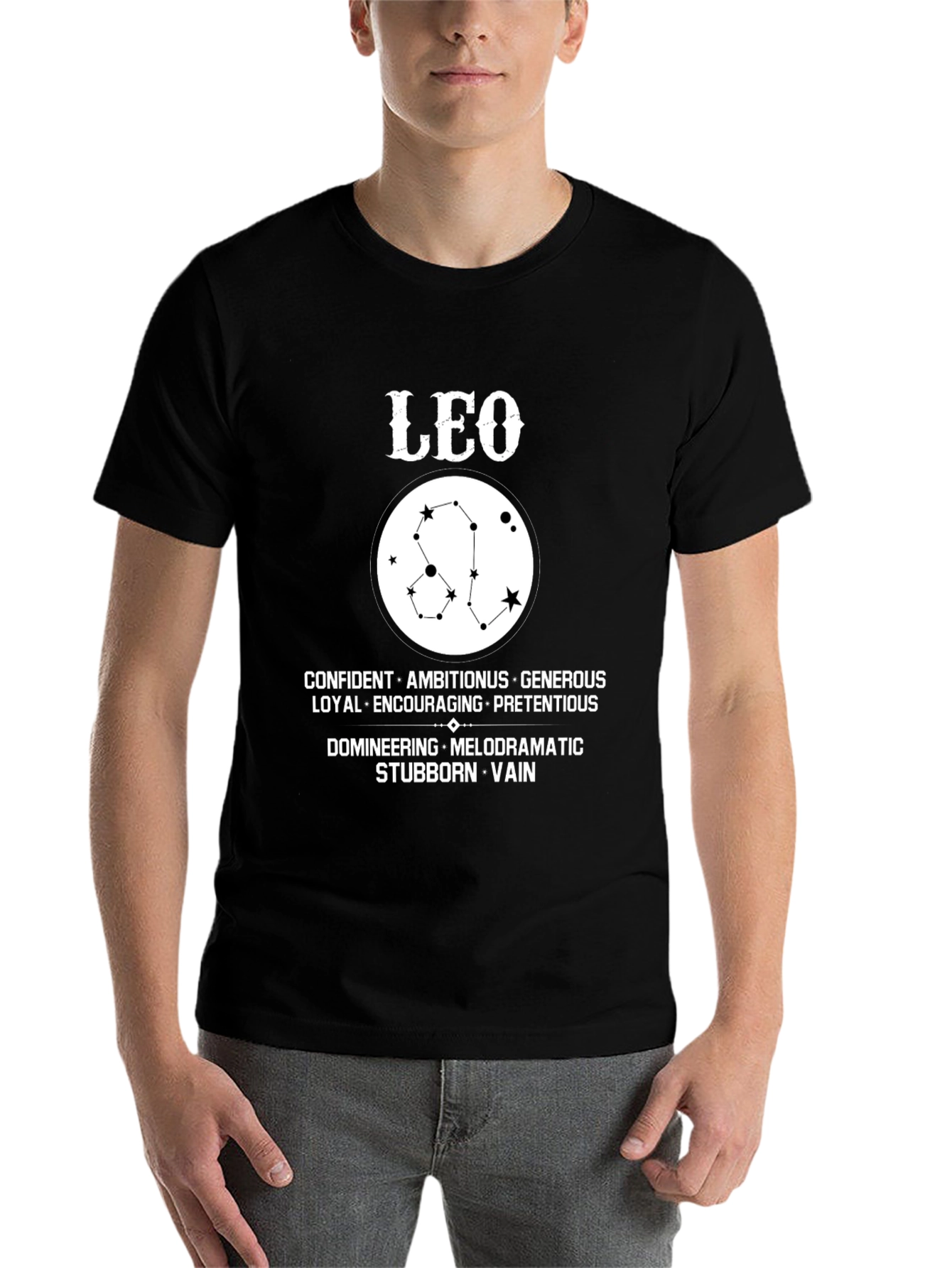 Black Leo Zodiac Constellation T-Shirt view 7