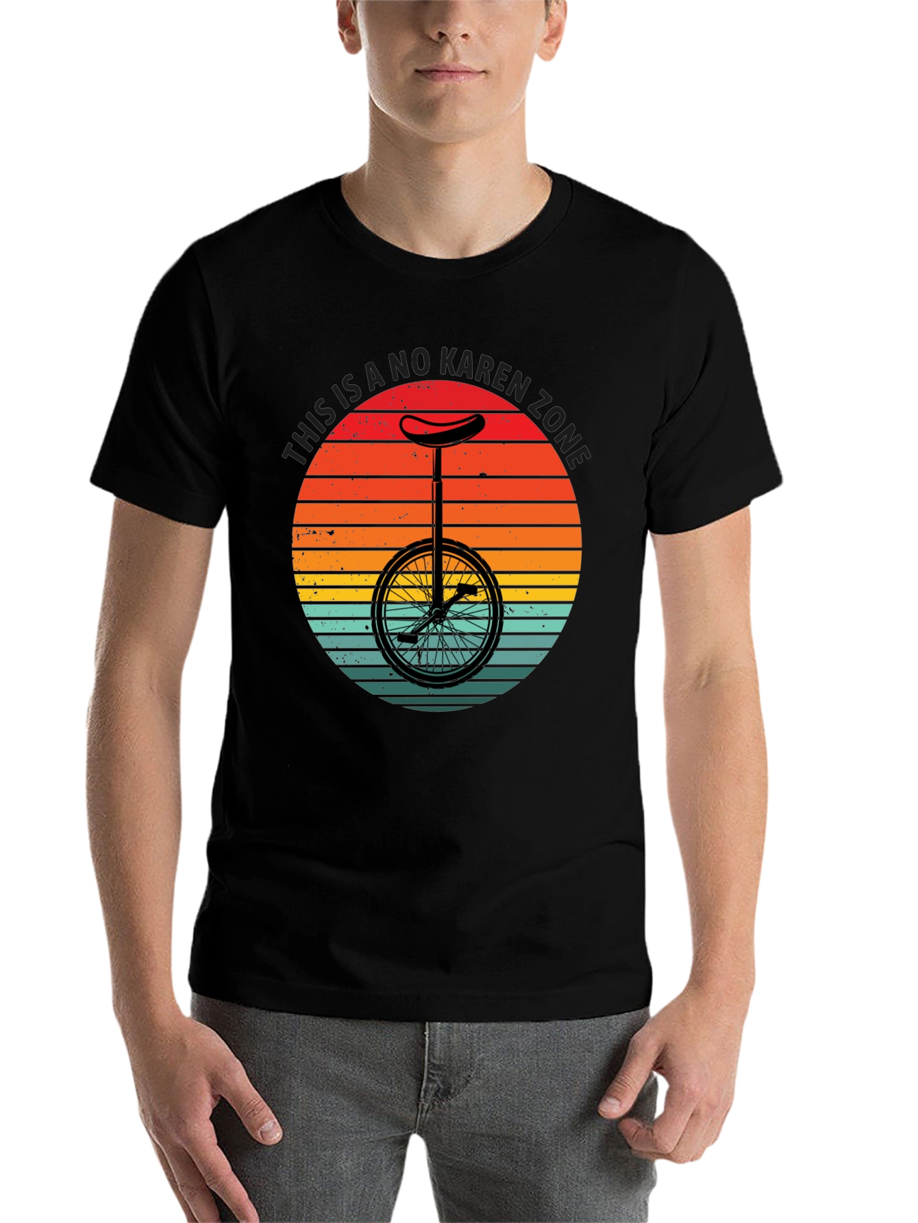 Black No Karen Zone T-Shirt - Unicycle Graphic Tee view 7