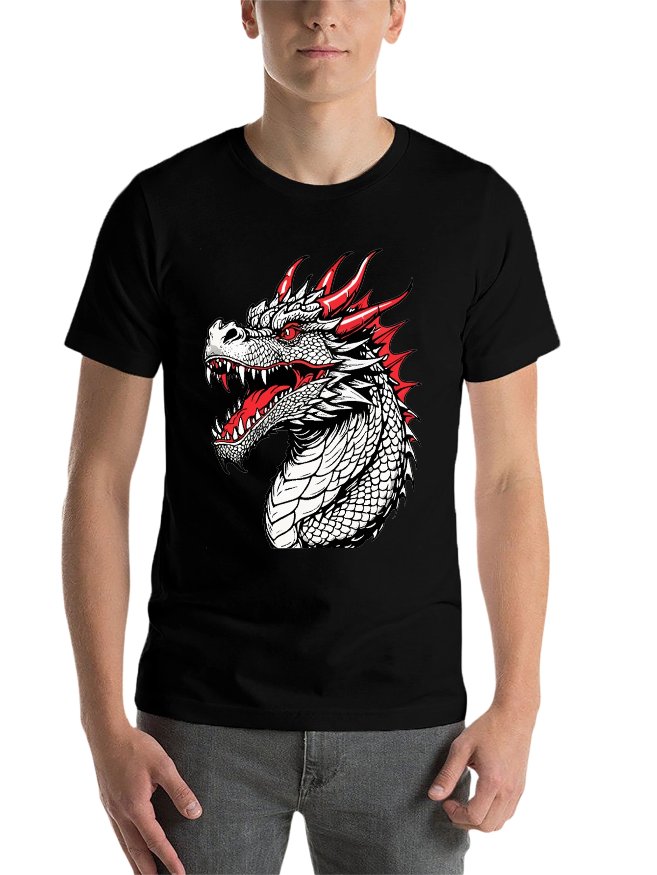 Black Dragon Graphic T-Shirt - Fierce and Bold Design view 7