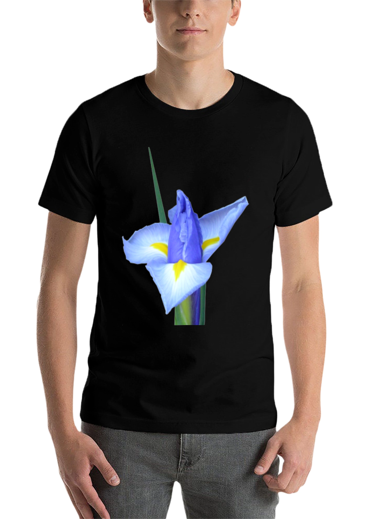 Black Iris Flower Graphic Tee - Black view 7