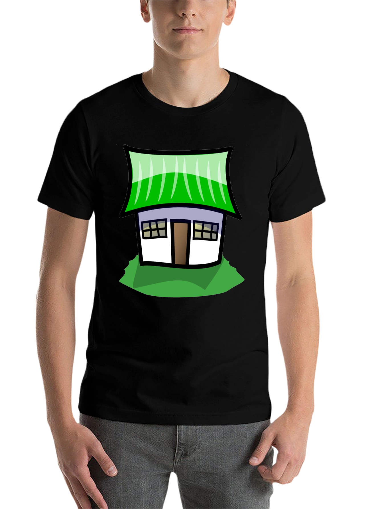 Black Cartoon House Graphic Tee - Unique Style view 7
