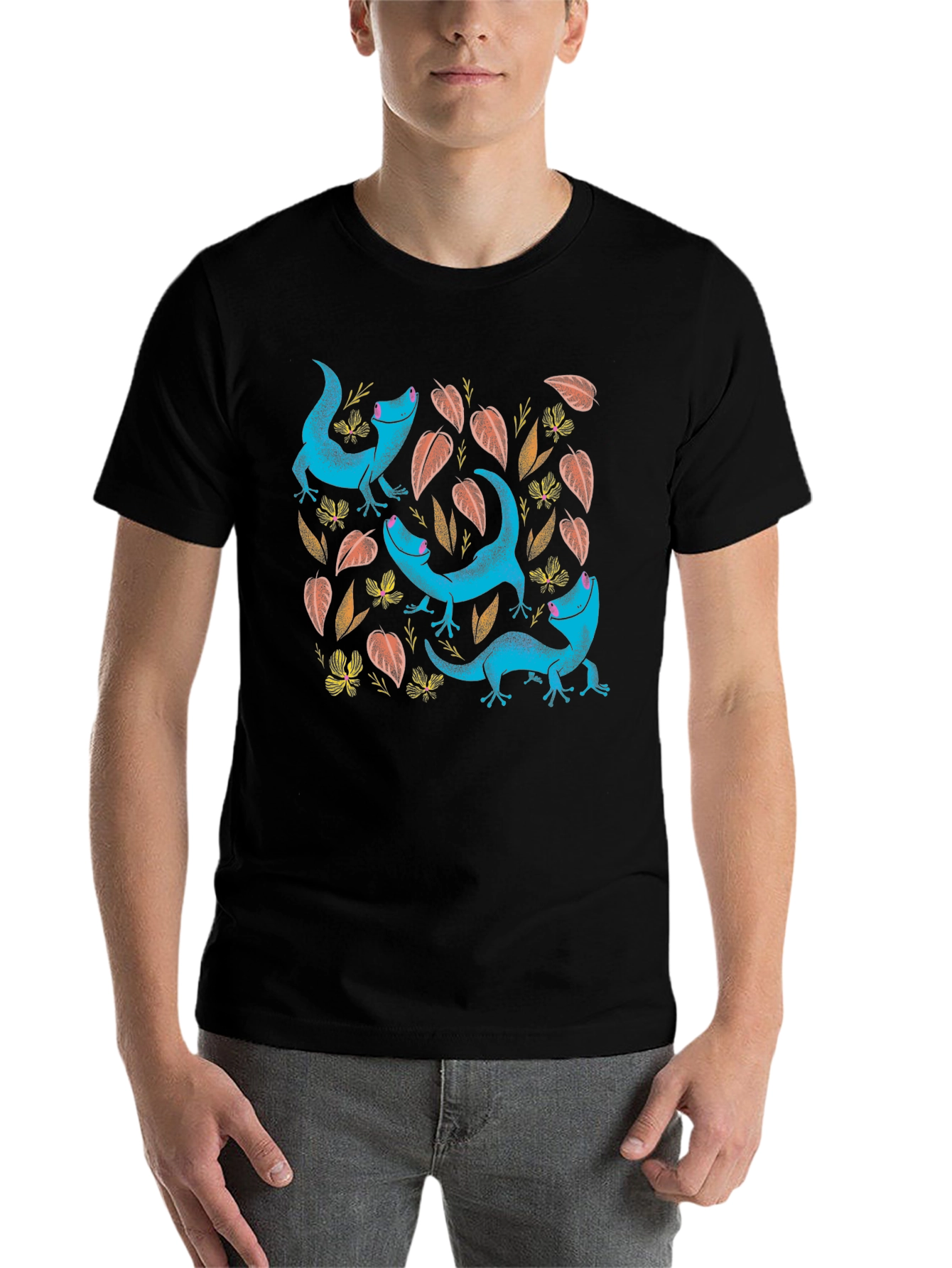 Black Lizard Print Black T-Shirt view 7