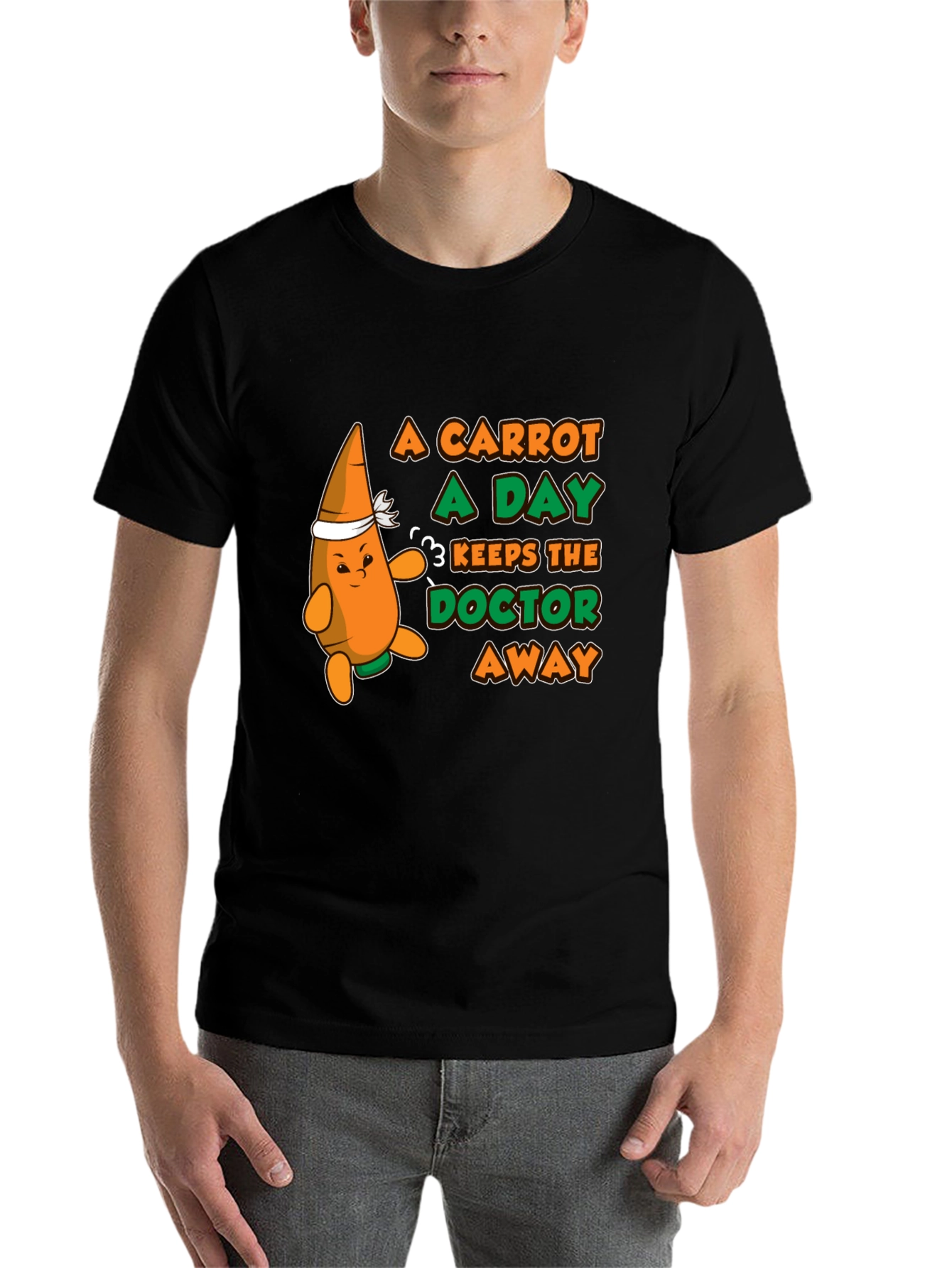 Black A Carrot a Day T-Shirt - Funny Health Tee view 7