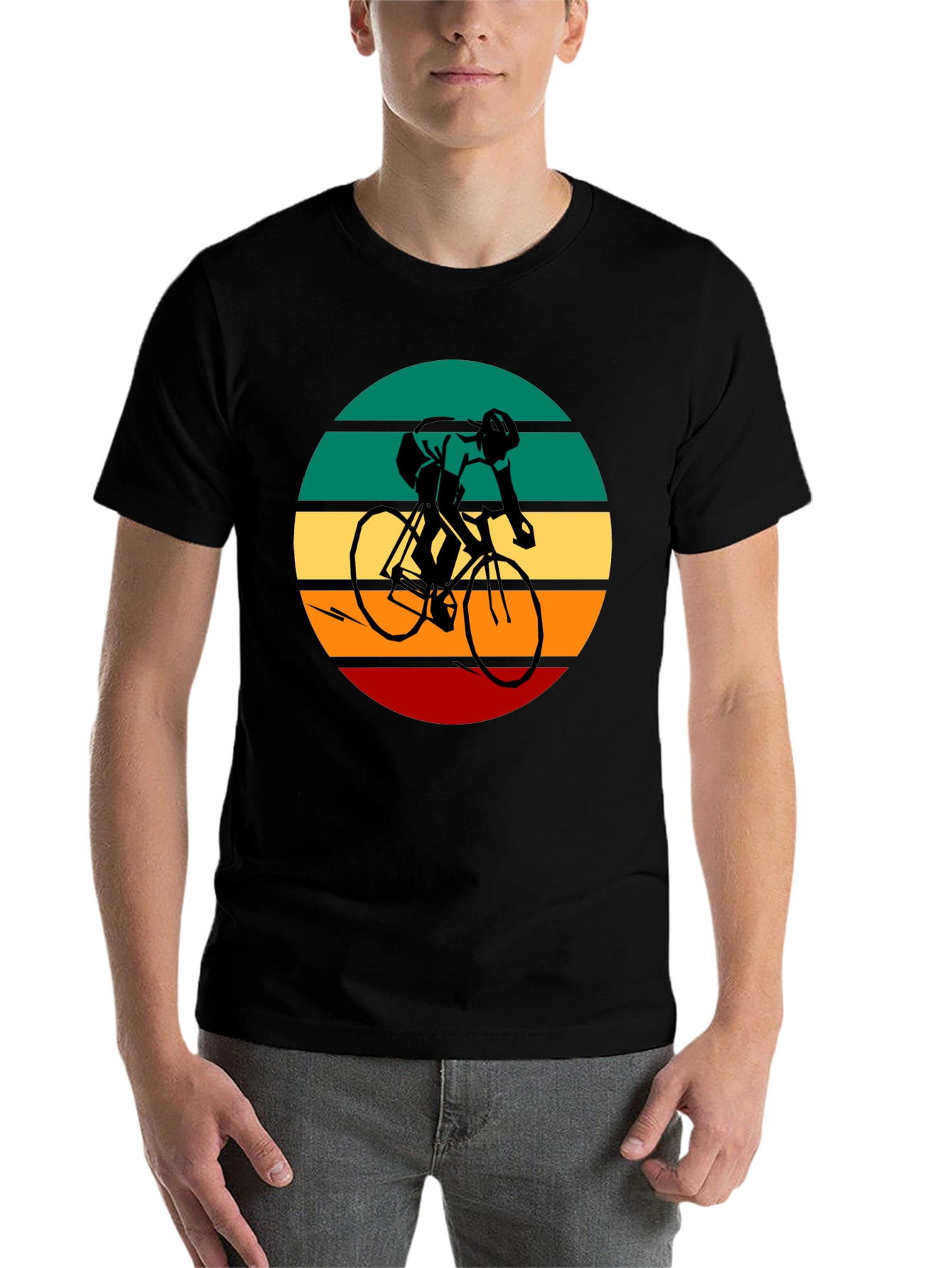 Black Retro Cycling Graphic Tee - Black Cotton Blend view 7