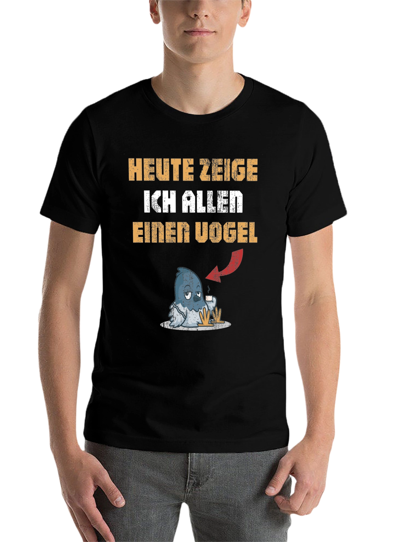 Black Heute Zeige Ich Allen Einen Vogel Graphic Tee view 7