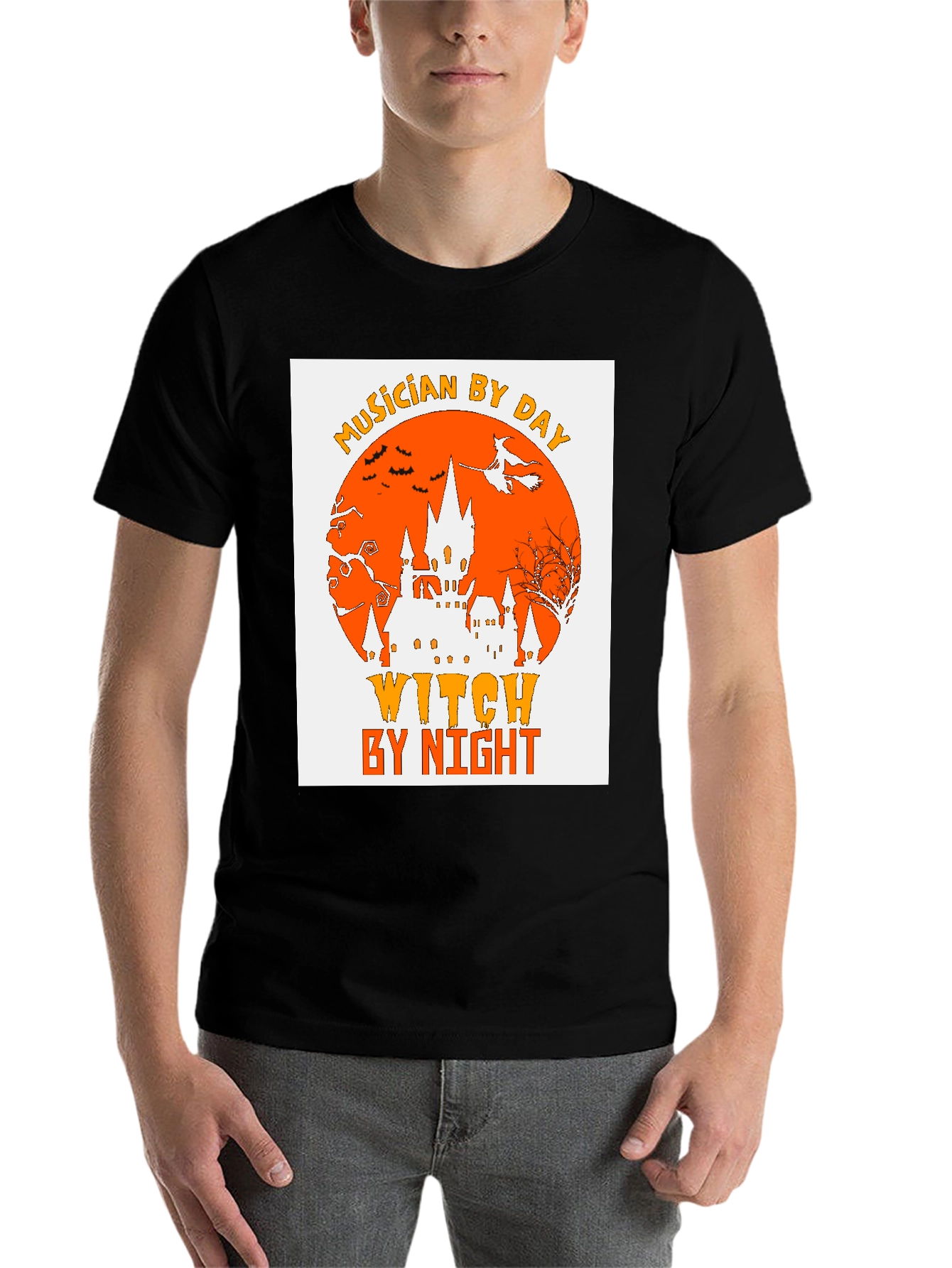 Black Musician by Day, Witch by Night Halloween T-Shirt view 7