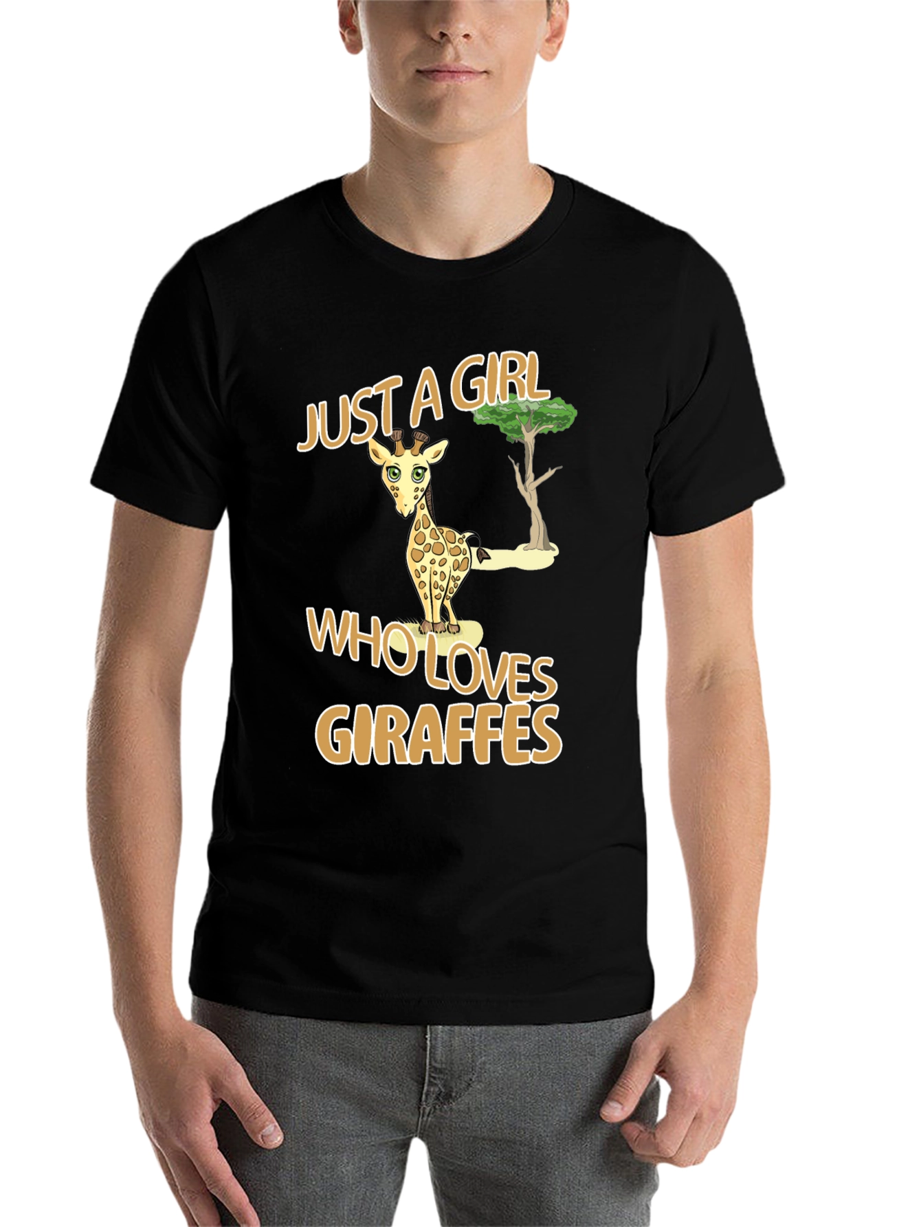 Just A Girl Who Loves Giraffes Black T-Shirt - 7