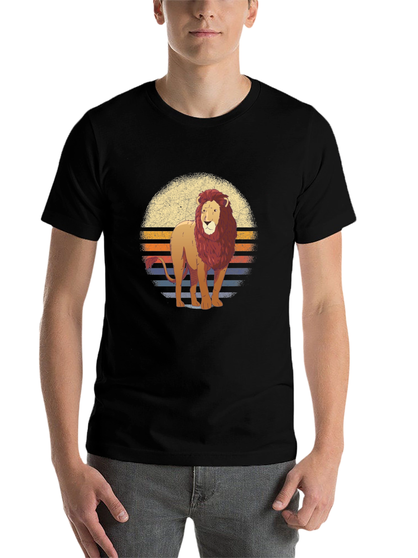 Black Lion Sunset Graphic T-Shirt view 7