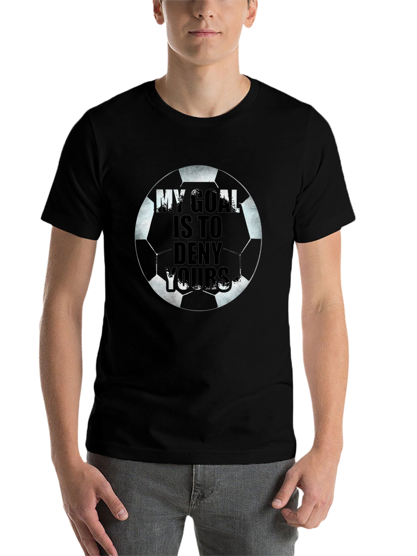 Black Soccer Goal T-Shirt - Deny Yours! view 7