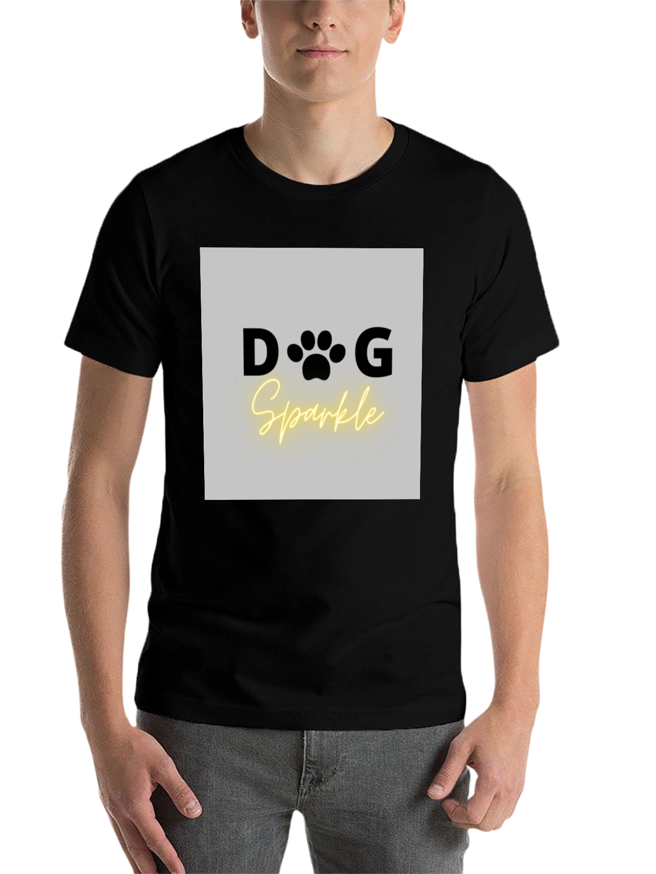 Black Dog Sparkle Graphic Tee - Unisex Black T-Shirt view 7