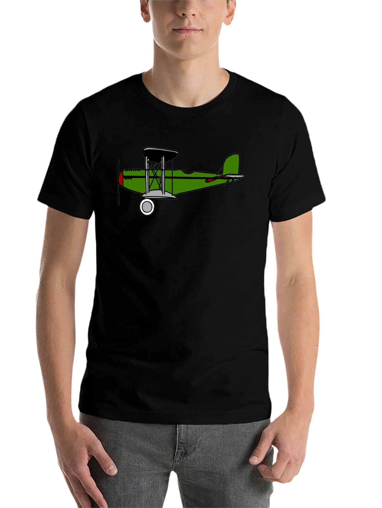 Black Vintage Biplane Graphic Tee - Black view 7