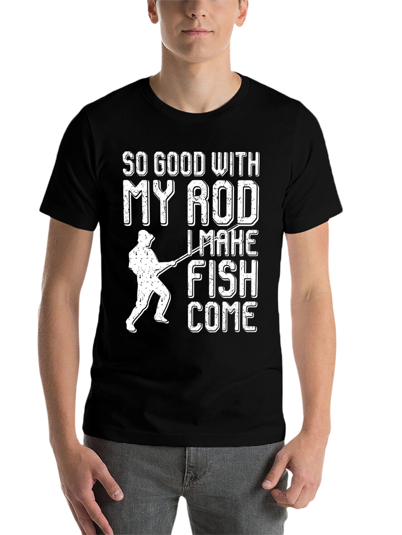 Black Funny Fishing T-Shirt - So Good With My Rod! view 7