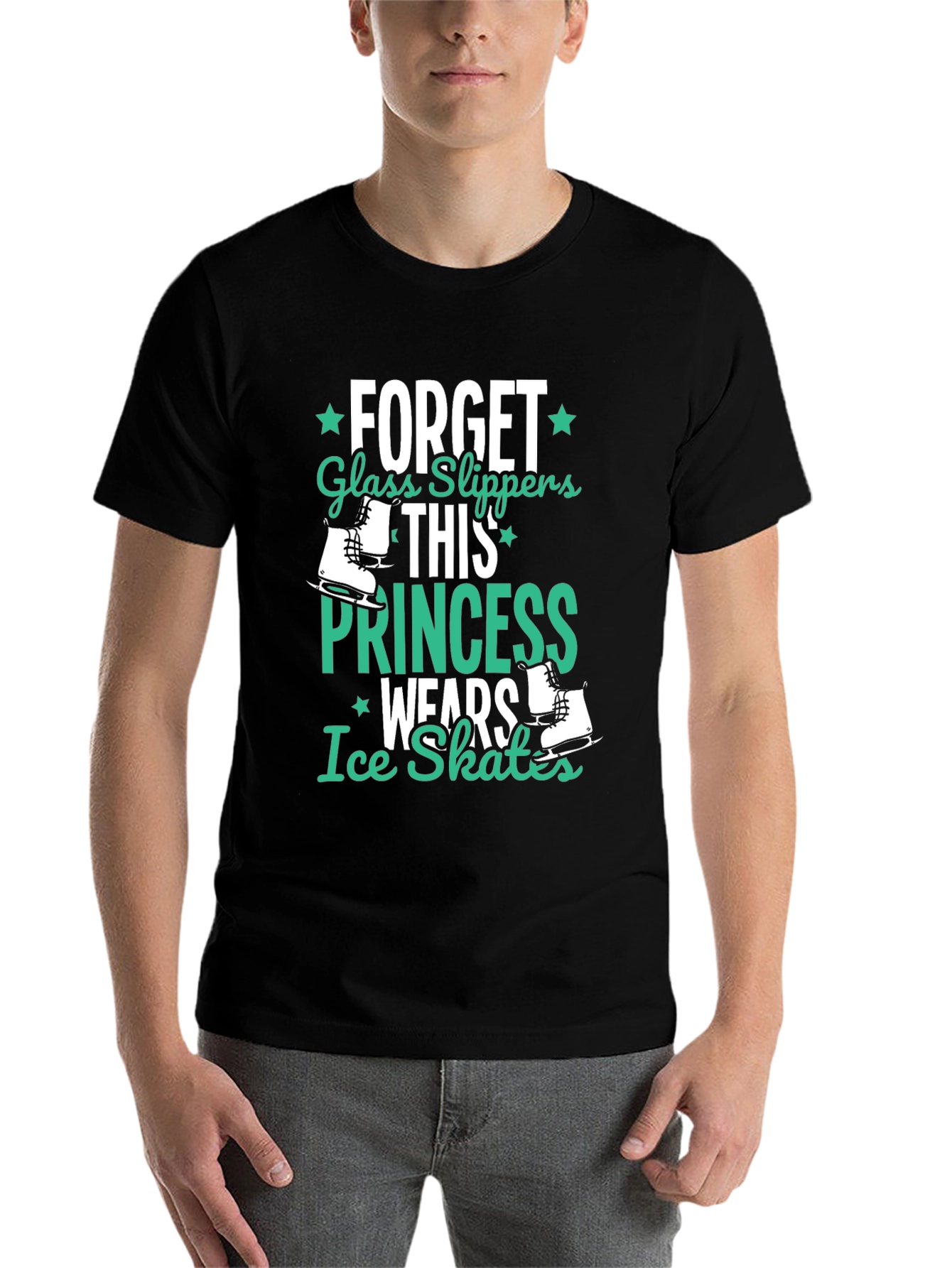 Black Ice Skates Princess Black T-Shirt view 7