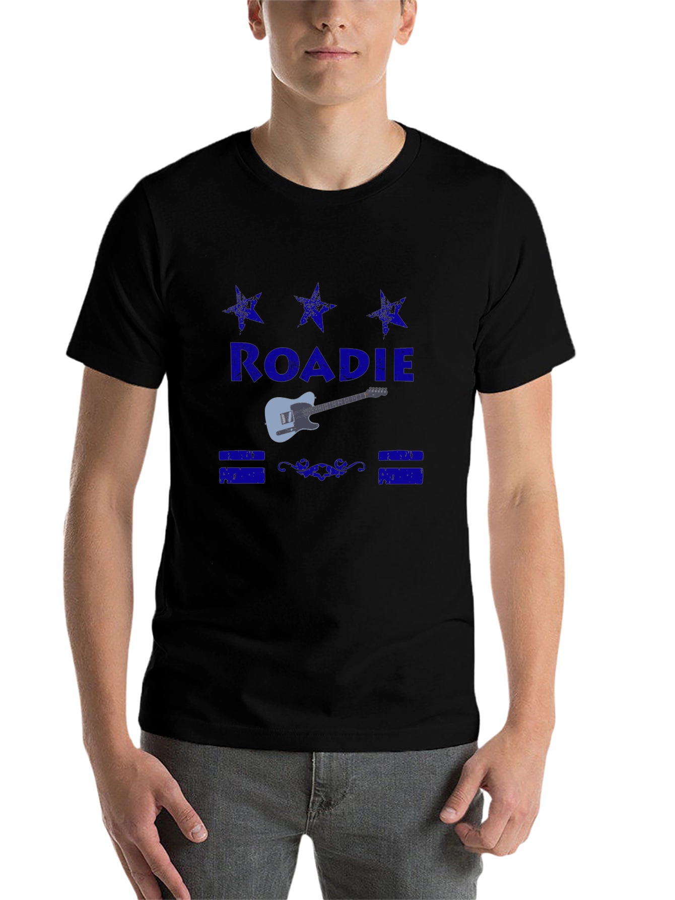 Black Roadie Guitar T-Shirt - Classic Crew Neck Tee view 7