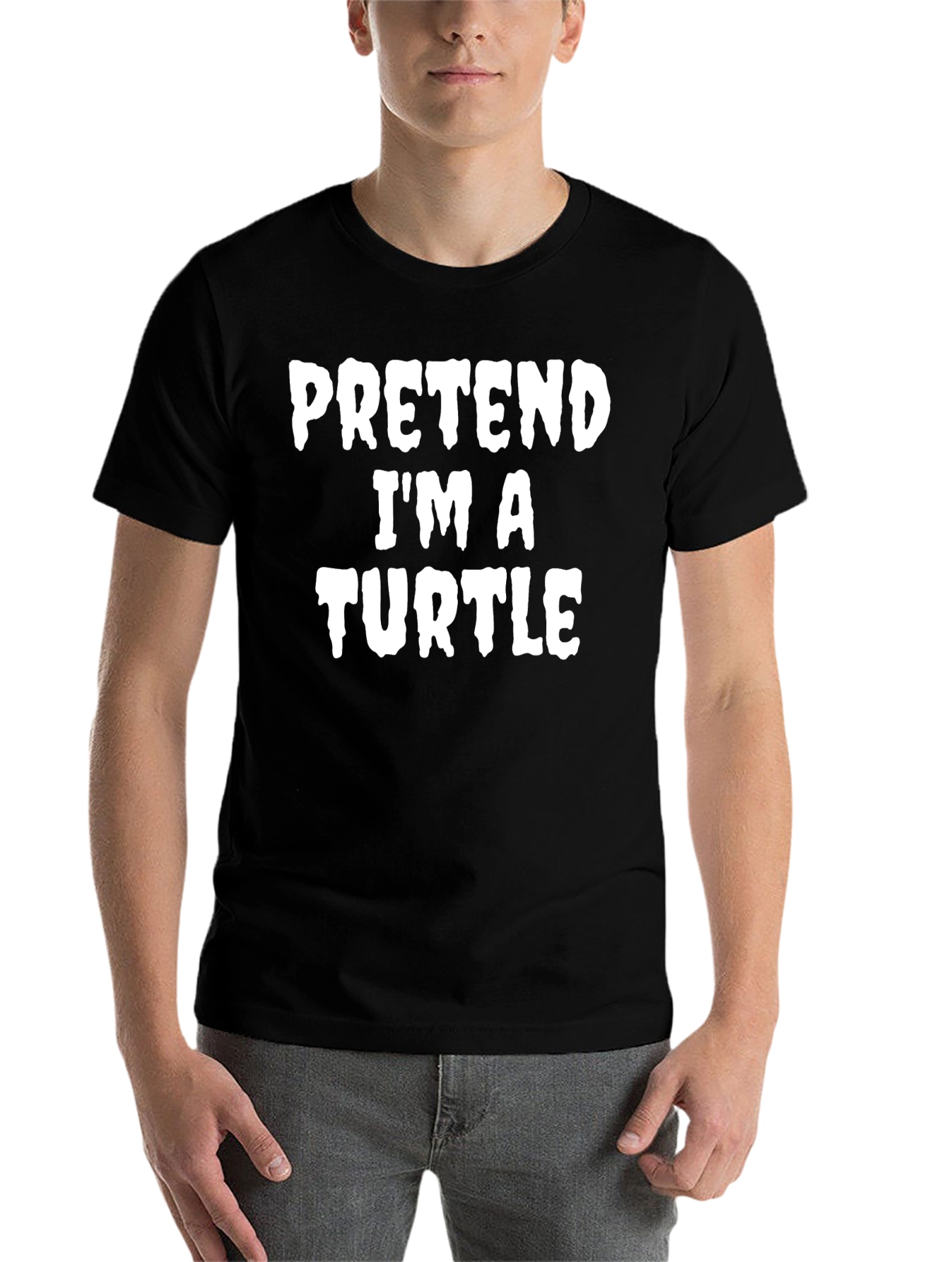 Black Pretend I'm A Turtle Black Cotton T-Shirt view 7